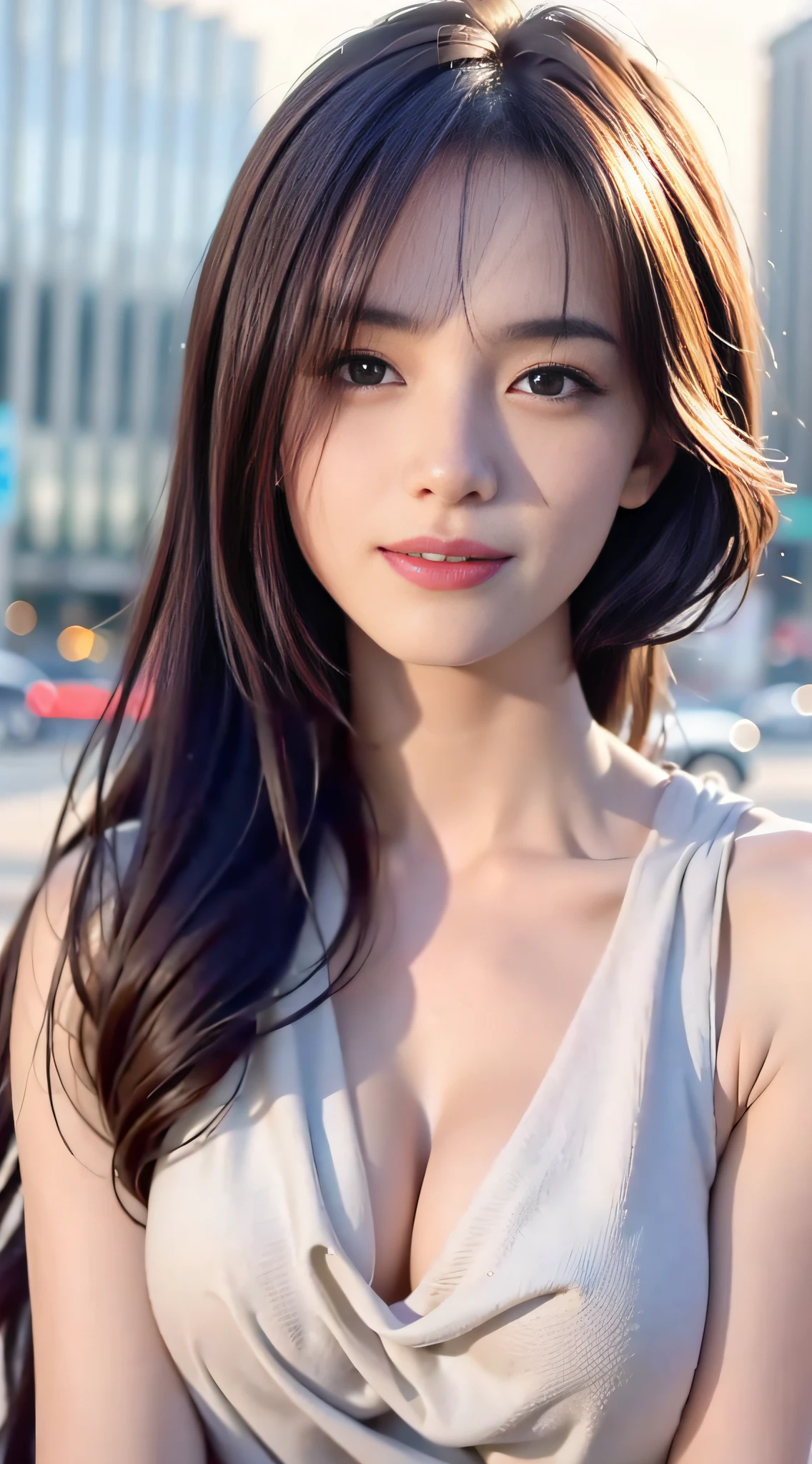 Super Smile, Random Pose, mix4, (8K, RAW photo, top quality, masterpiece: 1.2), (realistic, photorealistic: 1.37), 1 girl, cute, cityscape, night, rain, wet, professional lighting, photon mapping, radiosity, physically based rendering, gradient brunette hair, short curly, handsome, girly, white ball set, excellent image quality(High Definition), 1080p, (Clear Face), (Detailed Facial Description), (Detailed Hand Description), (Masterpiece), (Exquisite CG), Extreme Light and Shadow, disheveled Hair, Masterpiece, Rich Detail, (Exquisite Facial Features), (Best Image Quality), (Masterpiece), (Eye for Detail), Looking Eyes, Delicate Clavicle