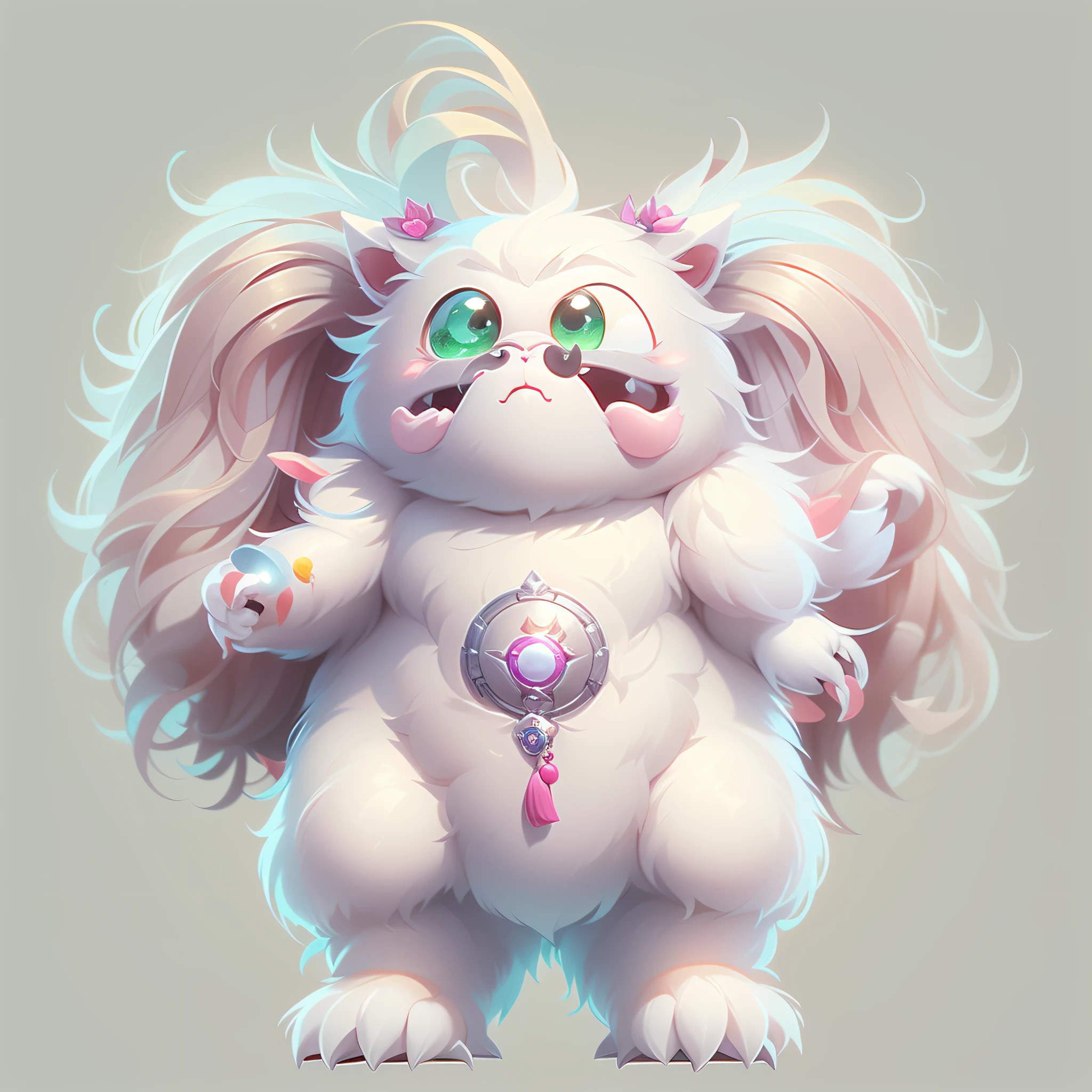 Masterpiece,High Quality,High resolution,The highest resolution,White background,solid color background,transparent background,no background,remove background,Complicated details,Highest quality,game icon,game icon institute,cartoon_style,full body,Cute Fluffy Barbie Monster,all separated