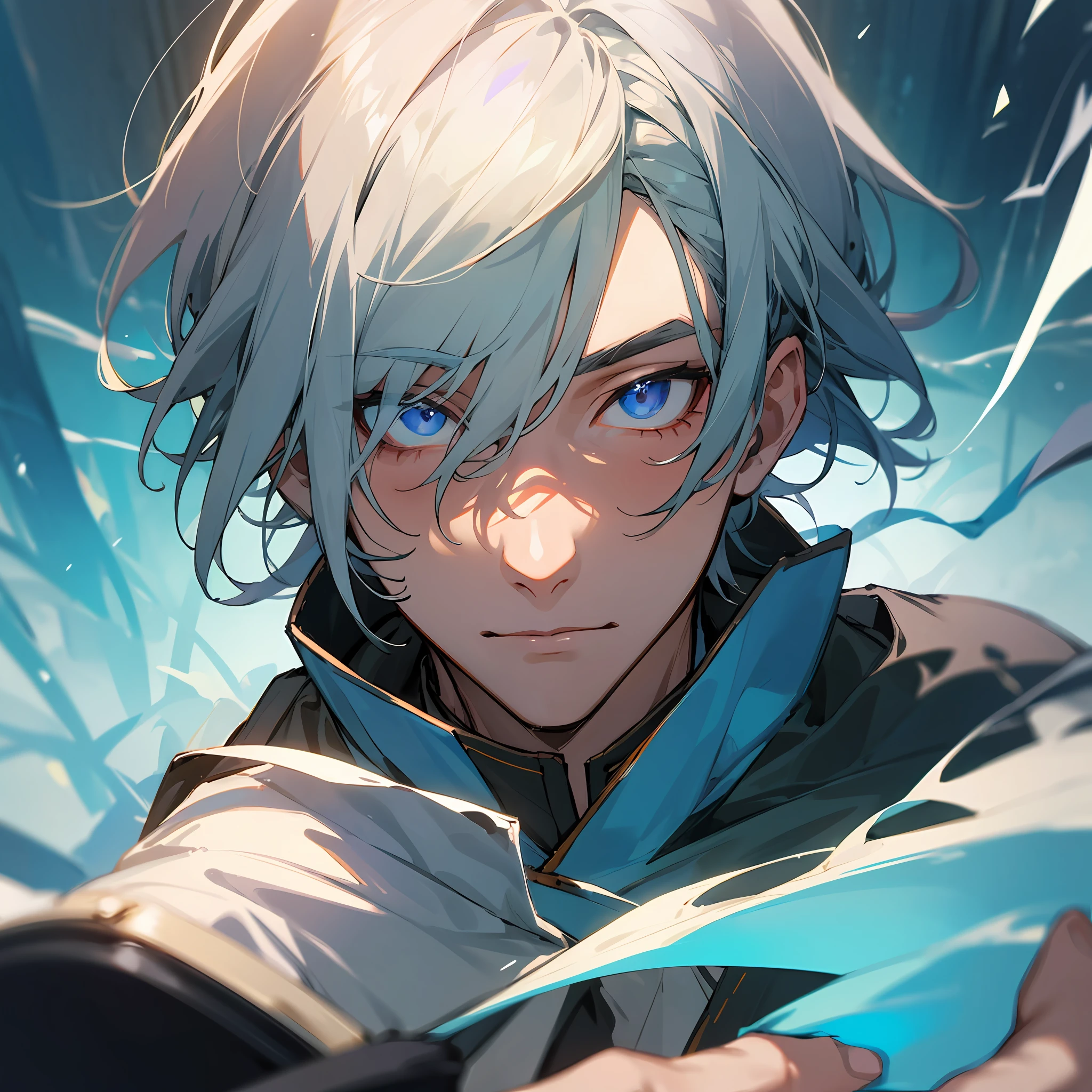 A handsome man with clear facial features,Dressed as a mage,Immerse yourself in an immersive gaming world。