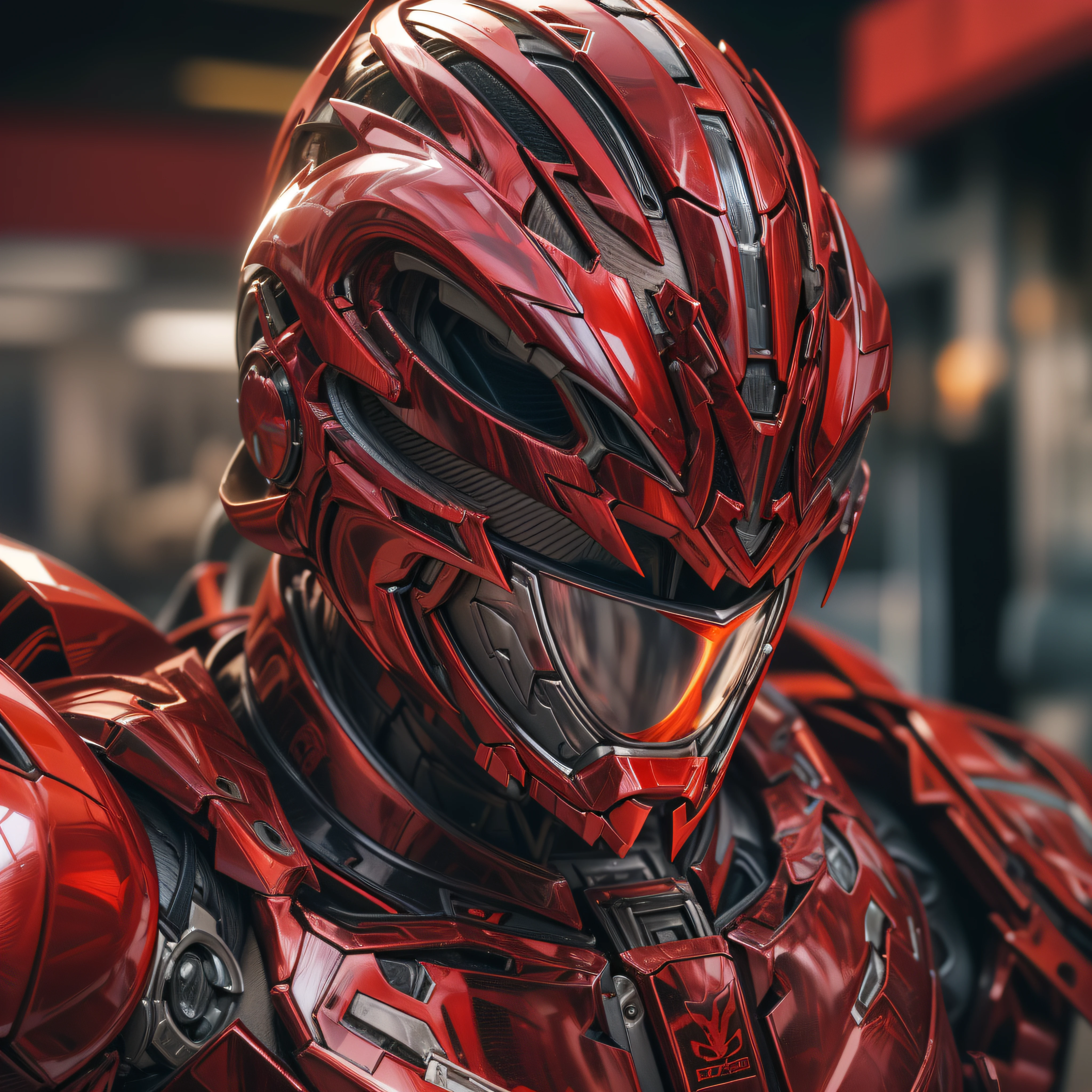 Handsome man, made of red metal, (Red Cyborg: 1.1), (((Red Power Ranger's style helmet with chrome face plate))), ([Tail | Detail Wire]: 1.3), (Complex Detail), HDR, (Complex Detail, Ultra Detail: 1.2), Cinematic Shot, Masterpiece, Best Quality, High Resolution, Vaginal Foreign Object Insertion, Centering