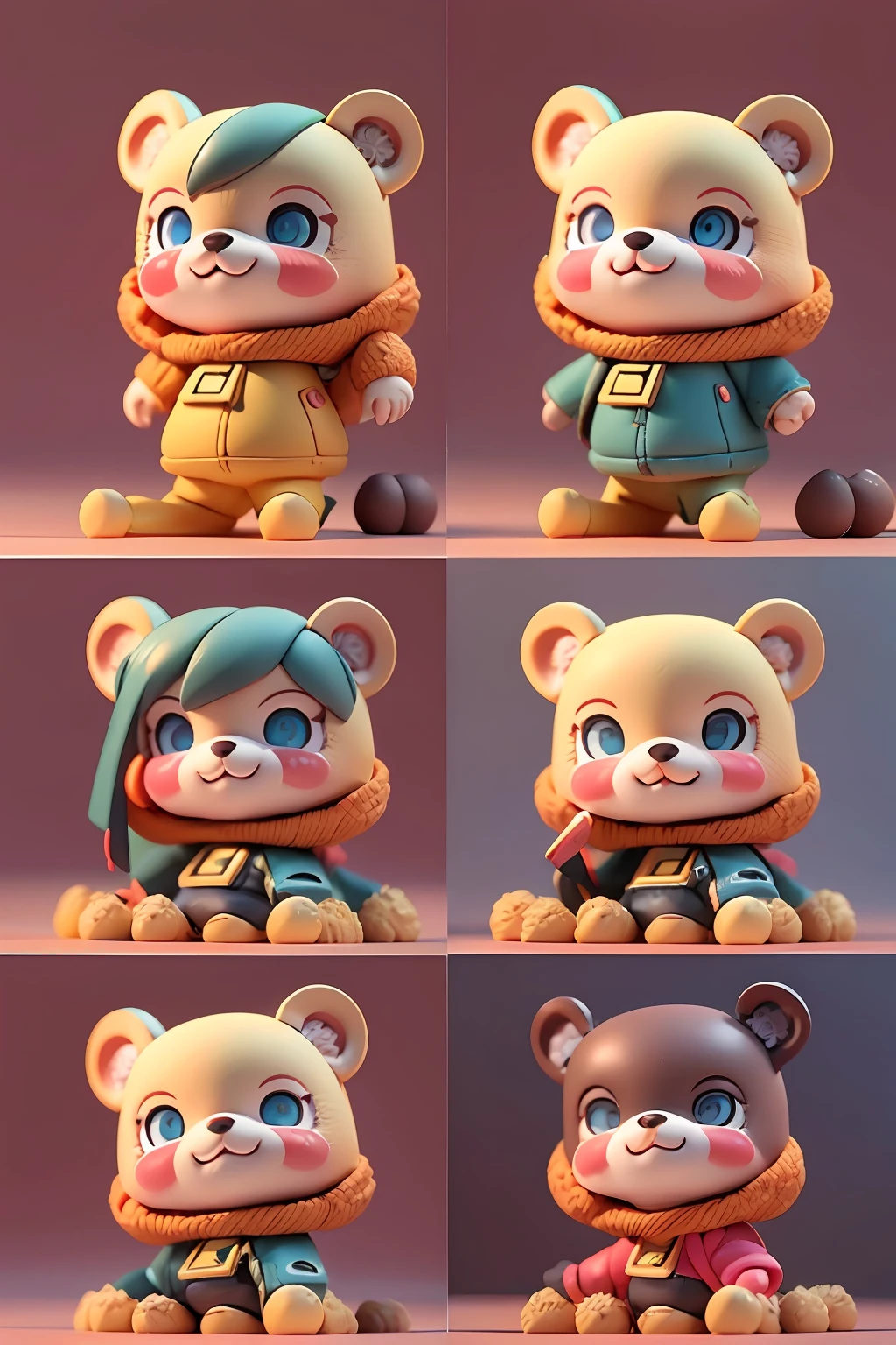 A super cool bear，Cute cartoon brown bear，adolable，Playful，mischievous，Solid model blind box，3D mech，laughing, smiley, smirk, fang，White metal mech material，Bubble Mart style，pixar-style，Clay material，exquisite facial features，Rich expressions，Blind box style，looking at viewert， Full body photo，Edge lights，fine glow，cyber punk perssonage，IPby Popmart，rendering by octane，Blander，Super quality， hyper HD，8K --AR 3:4,--niji5，Style expressive UHD, retina, masterpiece, ccurate, anatomically correct, textured skin, super detail, high details, high quality, award winning, best quality, highres, 8k, 16k, 8k