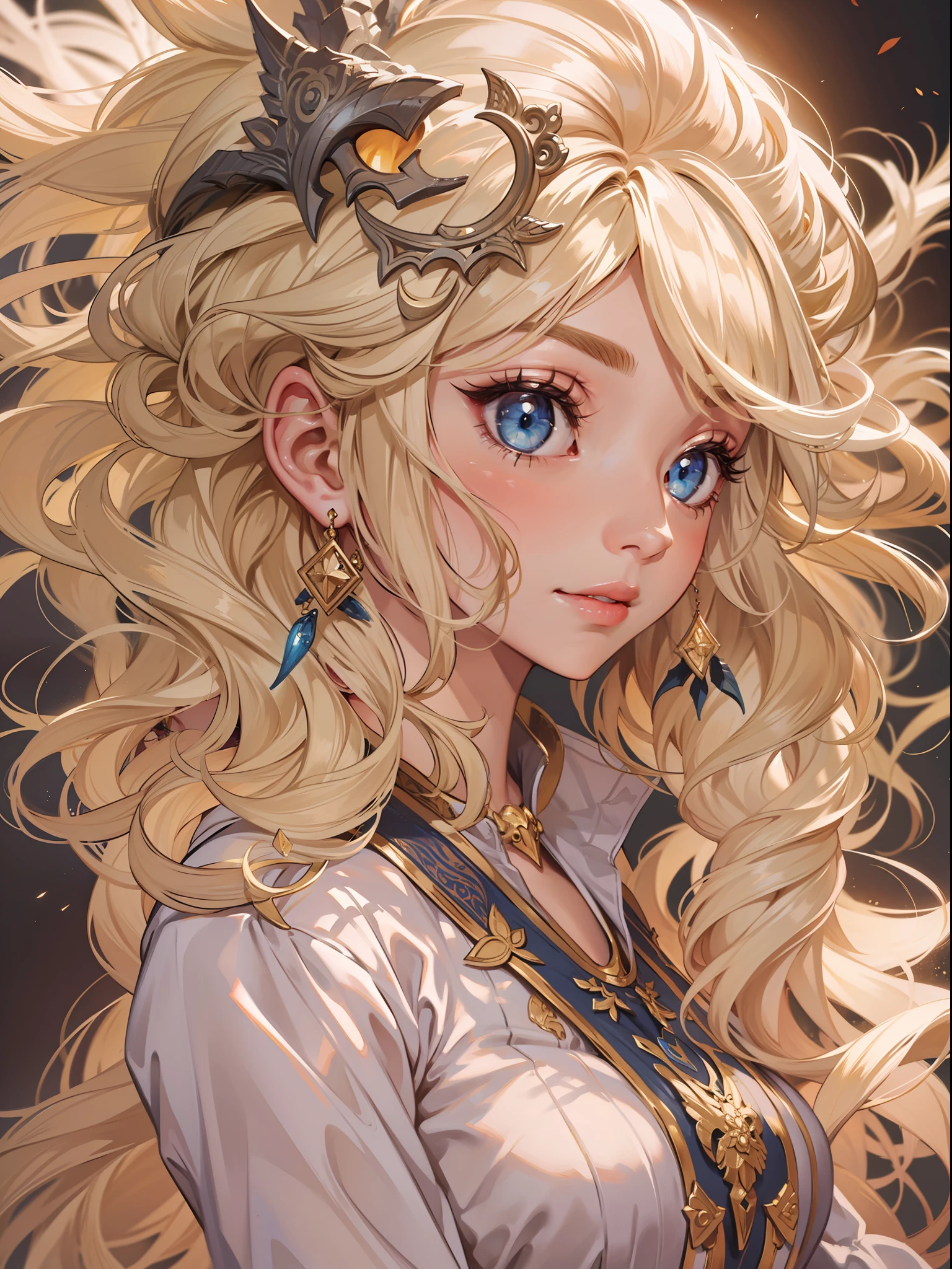 intricate artwork masterpiece, 
best quality highres,
Detail eye expression,blond hair,
sorceress, pretty, cutie, charming,
concept art,
various color,