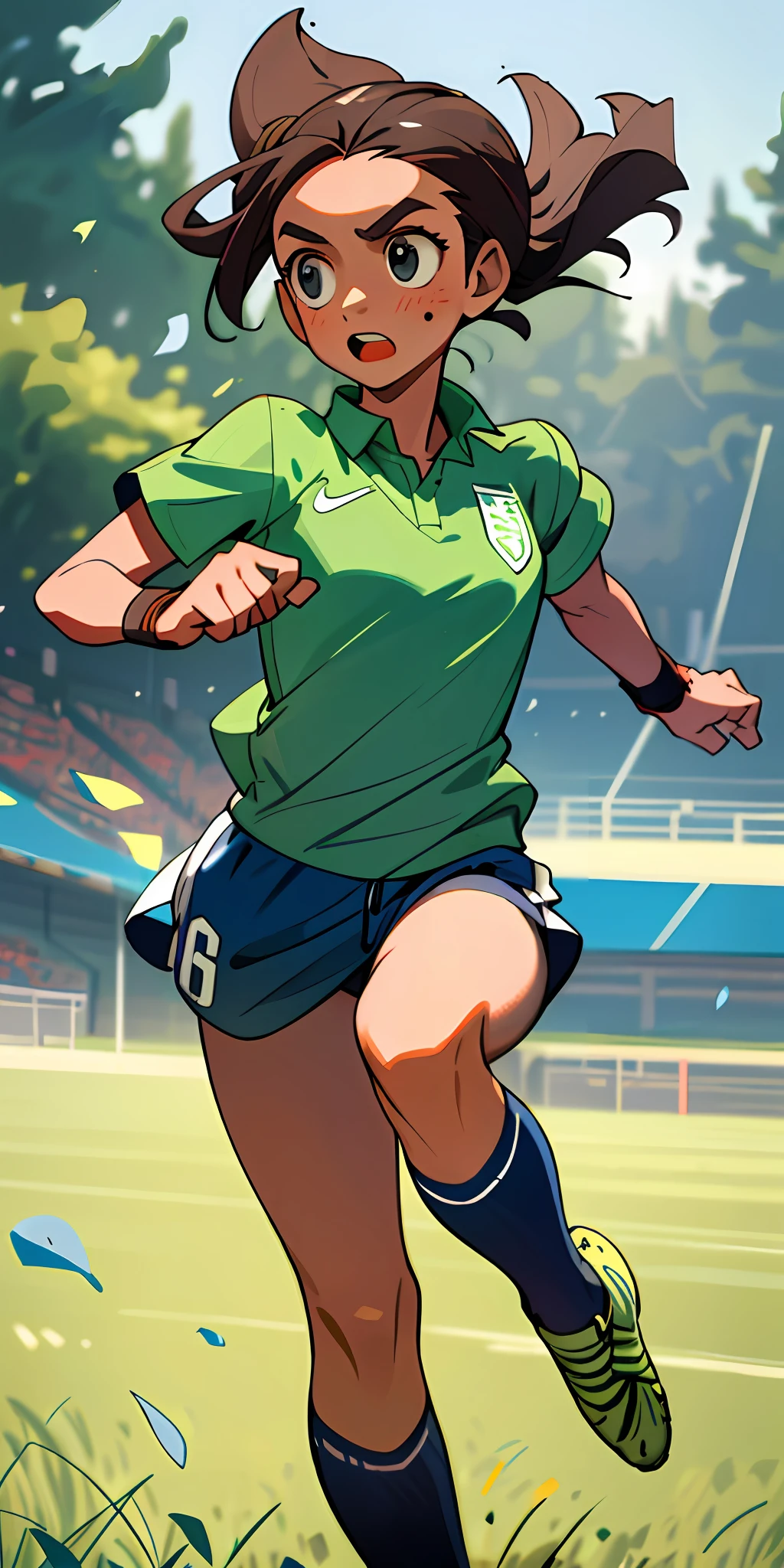 (best quality, masterpiece), 1girl, running, soccer,