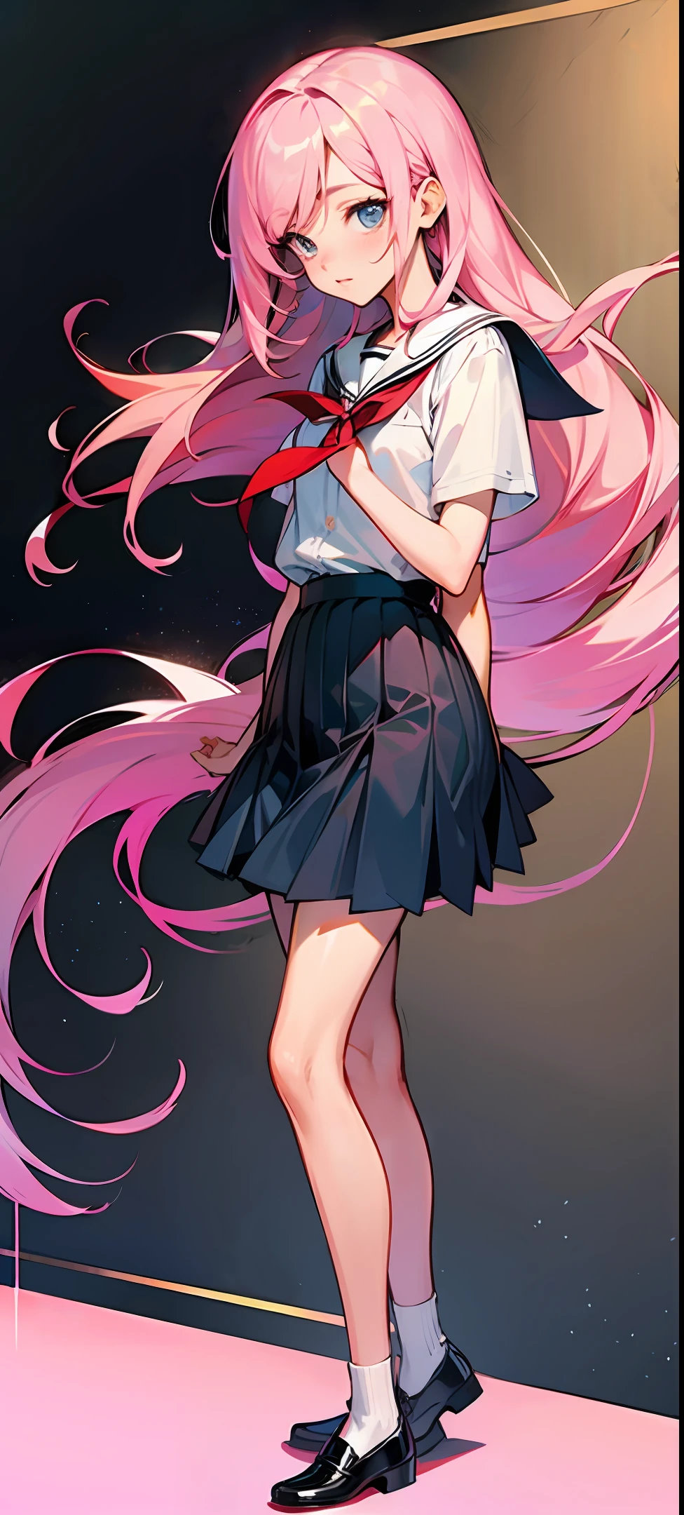 Beth，Pink hair，schoolgirls，long leges