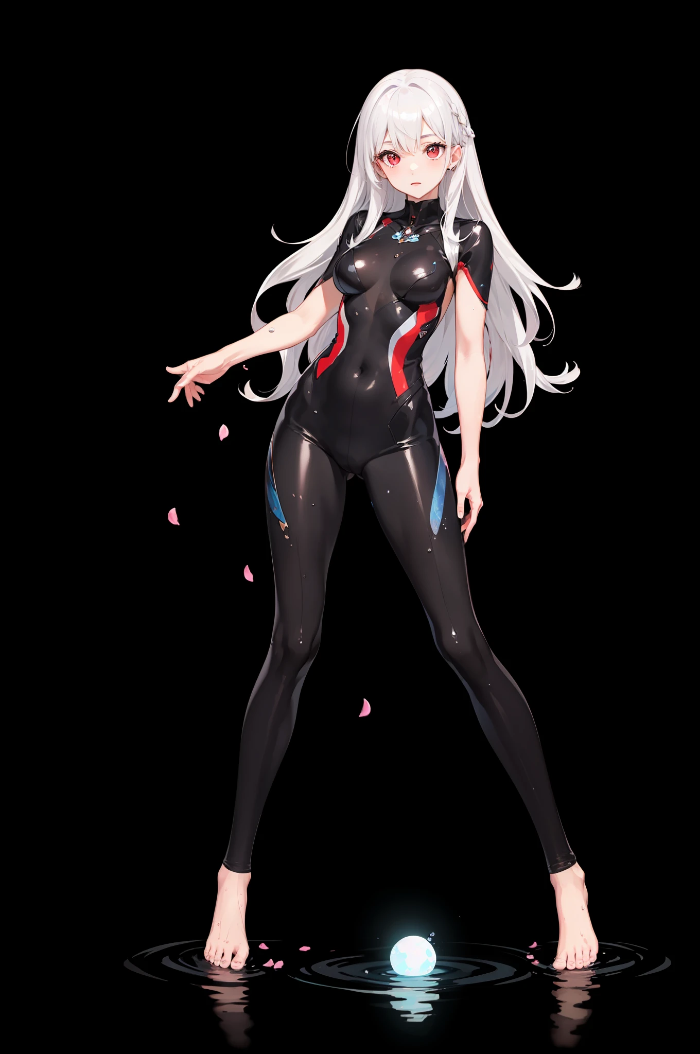 [(Transparent background:1.5)::5],(((Masterpiece))),(((Best quality))),(((Extremely detailed))),illustration, 1girll,Solo,mysterious,vivd colour,Shiny, Underwater transparent sealed hemispherical glass dome, White hair,Red eyes, full body,Barefoot,Long hair is calm and natural, Koi,Underwater, Dome,Close up,Dynamic actions,Lens perspective,(((Box composition))), (Detailed face:1.2),Shiny eyes, view the viewer,(PureErosFace_V1:0.8), Cityscape,1girll,Solo,tightsuit,(fishnets pantyhose|off the shoulder dress:0.8),Wet,,view the viewer,(eyeslashes:1.1), (cheerfulness:1.21),(Depth of field:1.1), Lens flare, (color difference:1.1), (Caustics:1.1), (scattered luminous petals:1.331), (Style - GBF:0.75),(Highly detailed face:1.1),tiktok,Dynamic Angle,(wide angles:1.1),(Portrait:0.5),（（（long whitr hair）））