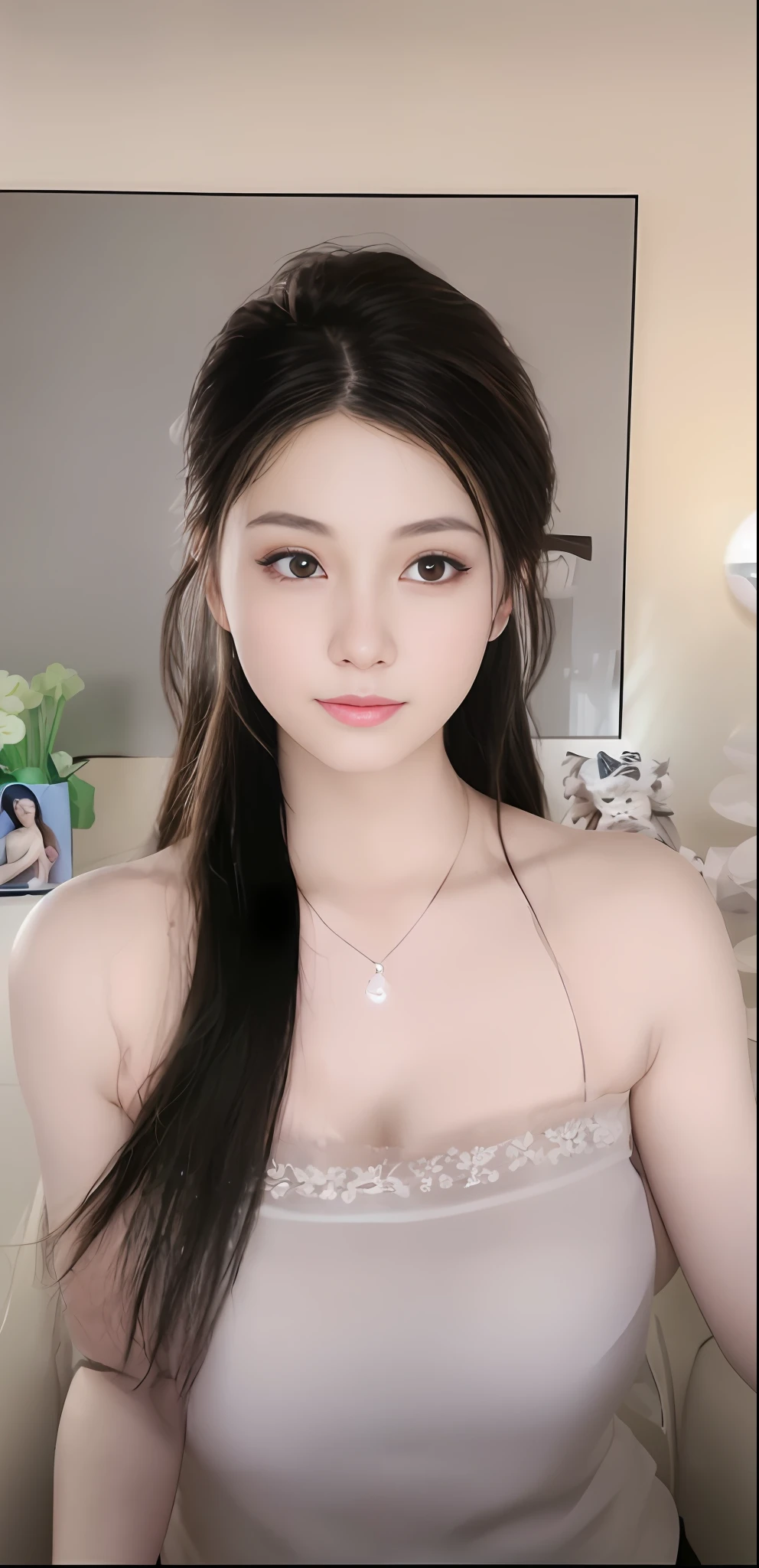a close up of a woman with long hair wearing a dress, young cute wan asian face, gorgeous young korean woman, belle delphine, beautiful south korean woman, dilraba dilmurat, gorgeous chinese model, wan adorable korean face, girl cute-fine-face, beautiful young korean woman, trending at cgstation, young adorable korean face, popular south korean makeup, masterpiece, superdeformed, (((full body:1.3))), ultra high res, RAW photo, masterpiece, ultra detailed, 8k, full detailed hair, highres, best quality, ultra high res, ultra detailed face and eyes, (((photorealistic:1.4))), looking at viewer, (((smiling:1.3))), cute, (((large breast:1.5))), (((ray tracing:1.4))), ((((long legs:1.4)))), Best quality , masterpiece, large hip, Fully facial detailed, beautiful, ((very detailed of hair )) , (((16 years old:1.2))), thin lips, big eyes, highres, seducing, blue eyes , slim waist, 8k:1.2, 16k:1.2, highres,
karol bak uhd, inspired by hajime sorayama,
