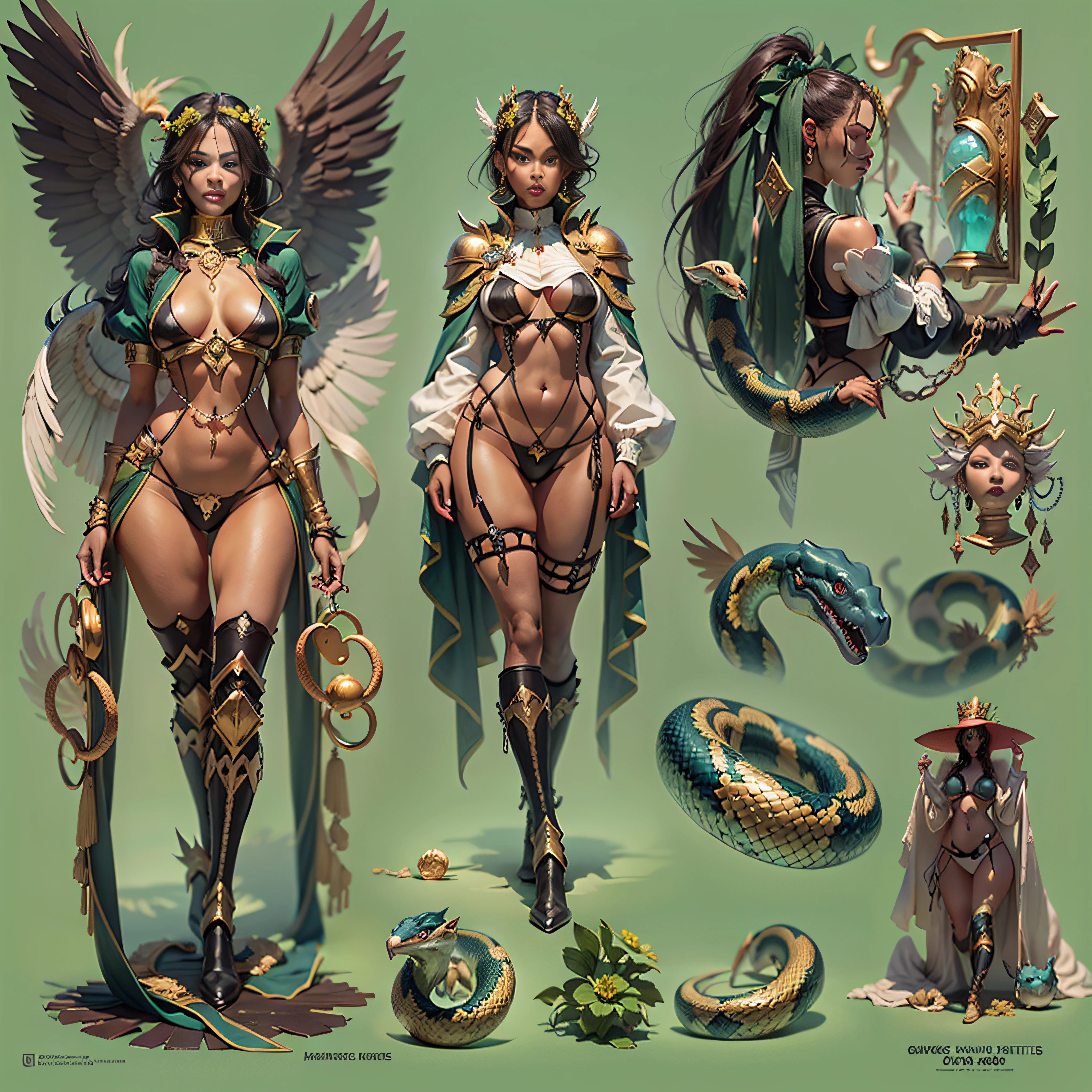 Caduceus Hermes Greek mythology wand olive laurel surmounted wings surrounded intertwined snakes Medusa_hairs_Snakes Outdoor Nature "Ouroboros" Forest Natural Queen Native éblouissantes Valkyrie-wings clef chains "Heavy Metal" Will-o'-the-wisp Fire-follets fairy pixie sprite conceptual safe female glamour aesthetic walking slow motion Cosplay "Nicki Minaj":1.5 "Rihanna":1.5 "beyonce":1.5 aristocratic jacket 38years symmetrical athletic bronzé hairstyle_snakes:1.5 obvious varied ecstatic fringes:1.5 visages:1.5 cheekbones effects reddened embarrassed lazuli water drop between eyes beautiful hair:1.5 Brown Eyes Pupils Black Iris Turquoise Sapphires Open Mouth Teeth Smiles Floating Jacket Fixed Pearls Eccentric Cape Levitating Shoulders-Off:1.2 chemise blanches dentelles clavicules papillotes varied breasts1.5 points:1.3 satin sideboob felt bikini:1.5 corsait:1.5 spinels thick navy leather skirt:1.5 soies assortie amples nombril:1.3 revealing pubic scarlet pubis-hairy obvious indigo underwear:1.5 Size chastity belt:1.3 silver adorned padlock Gold thighs legs garters Gothic stainless steel boots decorated onyx equirectangular 360 monastery opal marble ruby background:1.5 DoF mannequins lantern dressed armor richly decorated:1.5 "Chevaleresque" dramatic chrome metallic flat bands fathoms brass fullbodye lys rune ornate emerald plasma embroidered glyphs Tourmaline wood engravings lava magic intricate:1.5 summons snake incandescent Crystalline familiar robot Mecha (EOS R6 135mm 1/1250s f/2.8 ISO400) Mech Mechanized snakes flowering Quetzalcoatl:1.5 Adaptable volumetric luminescence saturated:1.5 ultra:1.5 pro-photorealists:1.5 optimaux:1.5 qualities:1.5 details:1.5 precise:1.5 reflex:1.5 resolutions:1.5 3dcg max:1.5 graduates:1.5 improved:1.5 Octanes_rendues:1.5 UHD XT3 16K DSLR HDR UnrealEngine5 profondeurs:1.5 Earth Heart:1.5 Hearth ultra_sharpness:1.5 ombres analogiques:1.5 CGSCOSITY pet chef-d':1.5 "Bruce Weber girls" multi etc.