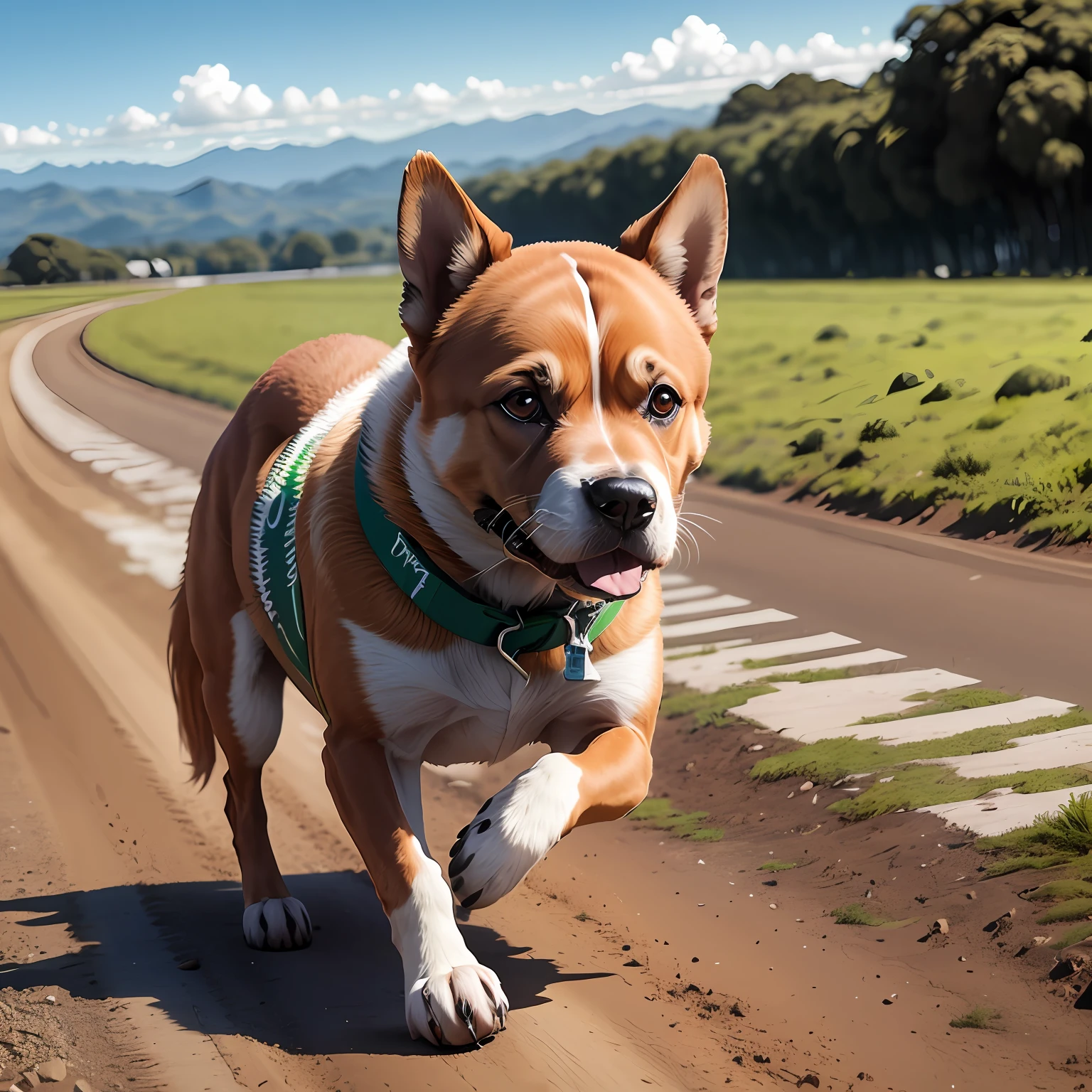There's a dog that's running down the road, running fast towards the camera, Correndo livremente, running towards the camera, running towards the camera, Corgi, shiba inu dog, Shutterstock, Shiba Inu, corgis in no man's sky, cachorro pula morro, Cachorro correndo em uma biblioteca, ( cane ) saltos sobre morro, Executando