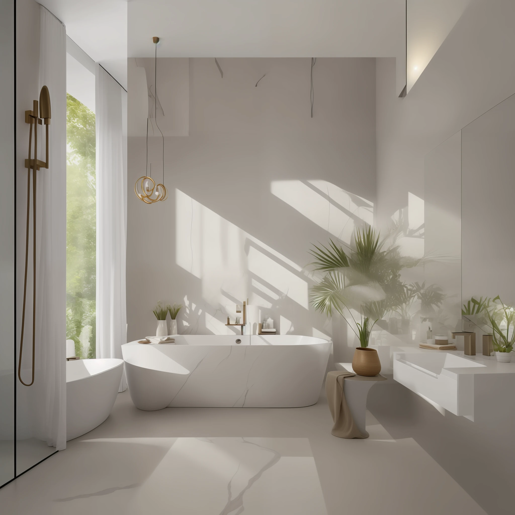 Designing a high-luxury minimalist bathroom is a combination of sophisticated simplicity and high-quality materials. Here are some ideas to create a luxurious environment with a minimalist touch:
1. **Cores neutras e nobres**: Opte por cores neutras e elegantes, como branco, marfim, cinza claro, bege ou tons de pedra. O minimalismo enfatiza a paz e a serenidade, while neutral colors add a touch of sophistication.
2. **High standard coatings**: Escolha revestimentos de alta qualidade, as marmore, pedra natural, luxury porcelain tiles or tiles in subtle patterns. Smooth and polished surfaces reflect the elegance of minimalism.
3. **Elegant lighting**: Invest in sleekly designed light fixtures and soft lights to create a warm and relaxing atmosphere. Built-in fixtures and LEDs can enhance bathroom details.
4. **Modern furniture and accessories**: Opt for minimalist furniture and high-quality accessories. Pias, torneiras, mirrors and towel racks with sleek and modern designs add a luxurious touch to the space.
5. **Banheira e chuveiro de luxo**: If space allows, A high-quality freestanding bathtub is an excellent addition to the luxurious bathroom. Para o chuveiro, Consider installing a spacious, modern glass cabin.
6. **Armazenamento discreto**: Integre o armazenamento ao design, opting for built-in cabinets or wall cabinets with no visible handles to keep the look clean and unobstructed.
7. **Elementos naturais**: Inclua elementos naturais, como plantas ou uma parede verde, to bring an organic touch to the luxurious and minimalist environment.
8. **Toques de luxo**: Detalhes luxuosos, como torneiras douradas, High quality bathroom accessories and fluffy towels, can raise the level of sophistication of the bathroom.
9. **Relaxation space**: If there is enough space, Consider creating a relaxation area with a small bench or comfortable armchair, onde os moradores possam relaxar.