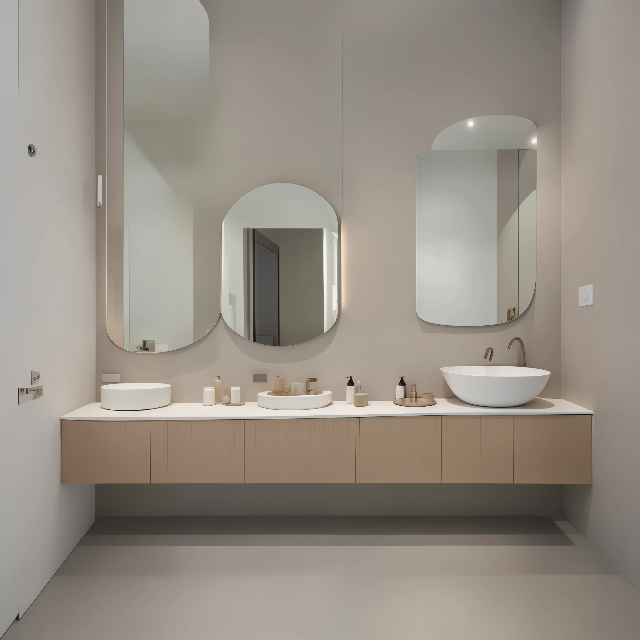 Designing a high-luxury minimalist bathroom is a combination of sophisticated simplicity and high-quality materials. Here are some ideas to create a luxurious environment with a minimalist touch:

1. **Cores neutras e nobres**: Opte por cores neutras e elegantes, como branco, marfim, cinza claro, bege ou tons de pedra. O minimalismo enfatiza a paz e a serenidade, while neutral colors add a touch of sophistication.

2. **High standard coatings**: Escolha revestimentos de alta qualidade, as marmore, pedra natural, luxury porcelain tiles or tiles in subtle patterns. Smooth and polished surfaces reflect the elegance of minimalism.

3. **Elegant lighting**: Invest in sleekly designed light fixtures and soft lights to create a warm and relaxing atmosphere. Built-in fixtures and LEDs can enhance bathroom details.

4. **Modern furniture and accessories**: Opt for minimalist furniture and high-quality accessories. Pias, torneiras, mirrors and towel racks with sleek and modern designs add a luxurious touch to the space.

5. **Banheira e chuveiro de luxo**: If space allows, A high-quality freestanding bathtub is an excellent addition to the luxurious bathroom. Para o chuveiro, Consider installing a spacious, modern glass cabin.

6. **Armazenamento discreto**: Integre o armazenamento ao design, opting for built-in cabinets or wall cabinets with no visible handles to keep the look clean and unobstructed.

7. **Elementos naturais**: Inclua elementos naturais, como plantas ou uma parede verde, to bring an organic touch to the luxurious and minimalist environment.

8. **Toques de luxo**: Detalhes luxuosos, como torneiras douradas, High quality bathroom accessories and fluffy towels, can raise the level of sophistication of the bathroom.

9. **Relaxation space**: If there is enough space, Consider creating a relaxation area with a small bench or comfortable armchair, onde os moradores possam relaxar.