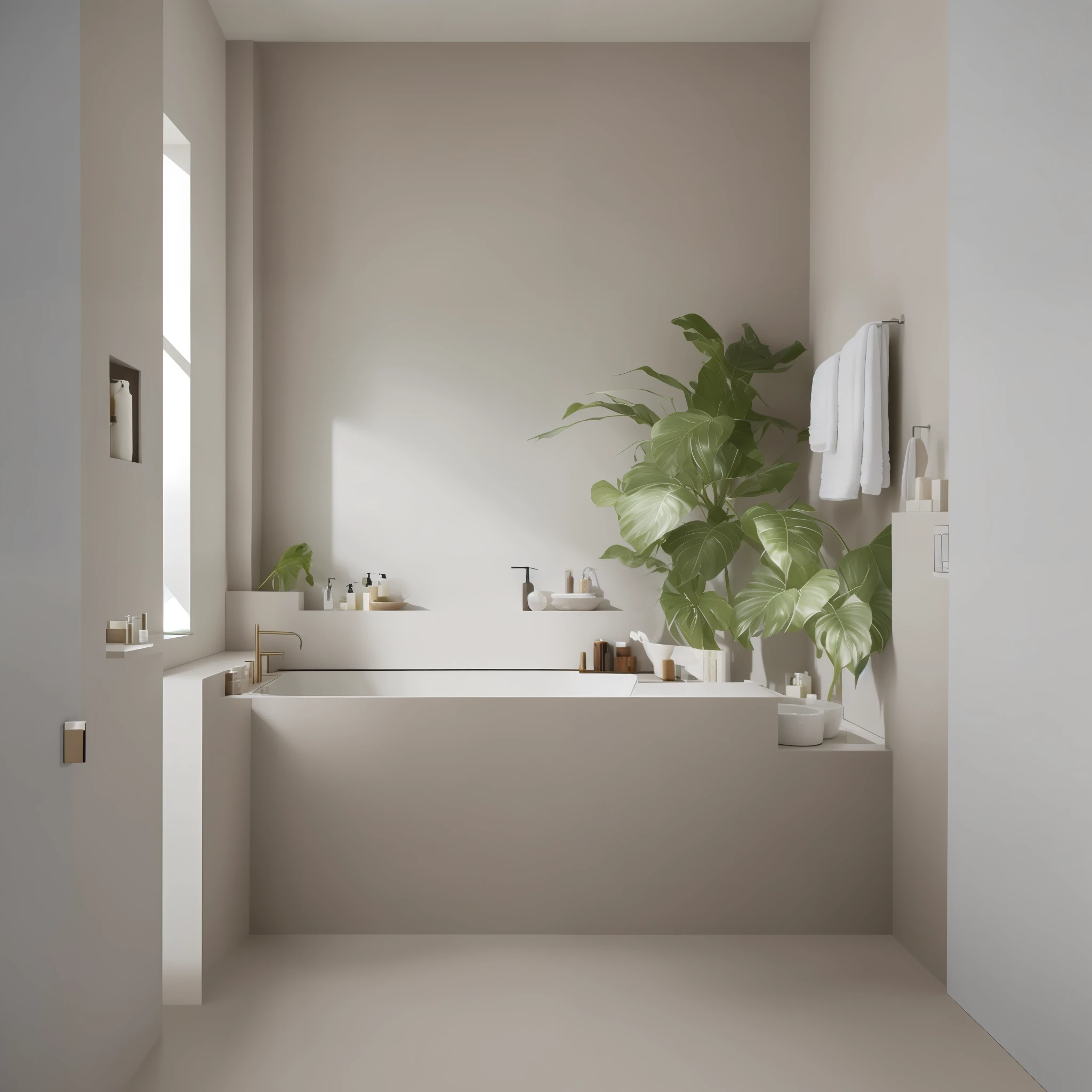 Designing a high-luxury minimalist bathroom is a combination of sophisticated simplicity and high-quality materials. Here are some ideas to create a luxurious environment with a minimalist touch:
1. **Cores neutras e nobres**: Opte por cores neutras e elegantes, como branco, marfim, cinza claro, bege ou tons de pedra. O minimalismo enfatiza a paz e a serenidade, while neutral colors add a touch of sophistication.
2. **High standard coatings**: Escolha revestimentos de alta qualidade, as marmore, pedra natural, luxury porcelain tiles or tiles in subtle patterns. Smooth and polished surfaces reflect the elegance of minimalism.
3. **Elegant lighting**: Invest in sleekly designed light fixtures and soft lights to create a warm and relaxing atmosphere. Built-in fixtures and LEDs can enhance bathroom details.
4. **Modern furniture and accessories**: Opt for minimalist furniture and high-quality accessories. Pias, torneiras, mirrors and towel racks with sleek and modern designs add a luxurious touch to the space.
5. **Banheira e chuveiro de luxo**: If space allows, A high-quality freestanding bathtub is an excellent addition to the luxurious bathroom. Para o chuveiro, Consider installing a spacious, modern glass cabin.
6. **Armazenamento discreto**: Integre o armazenamento ao design, opting for built-in cabinets or wall cabinets with no visible handles to keep the look clean and unobstructed.
7. **Elementos naturais**: Inclua elementos naturais, como plantas ou uma parede verde, to bring an organic touch to the luxurious and minimalist environment.
8. **Toques de luxo**: Detalhes luxuosos, como torneiras douradas, High quality bathroom accessories and fluffy towels, can raise the level of sophistication of the bathroom.
9. **Relaxation space**: If there is enough space, Consider creating a relaxation area with a small bench or comfortable armchair, onde os moradores possam relaxar.