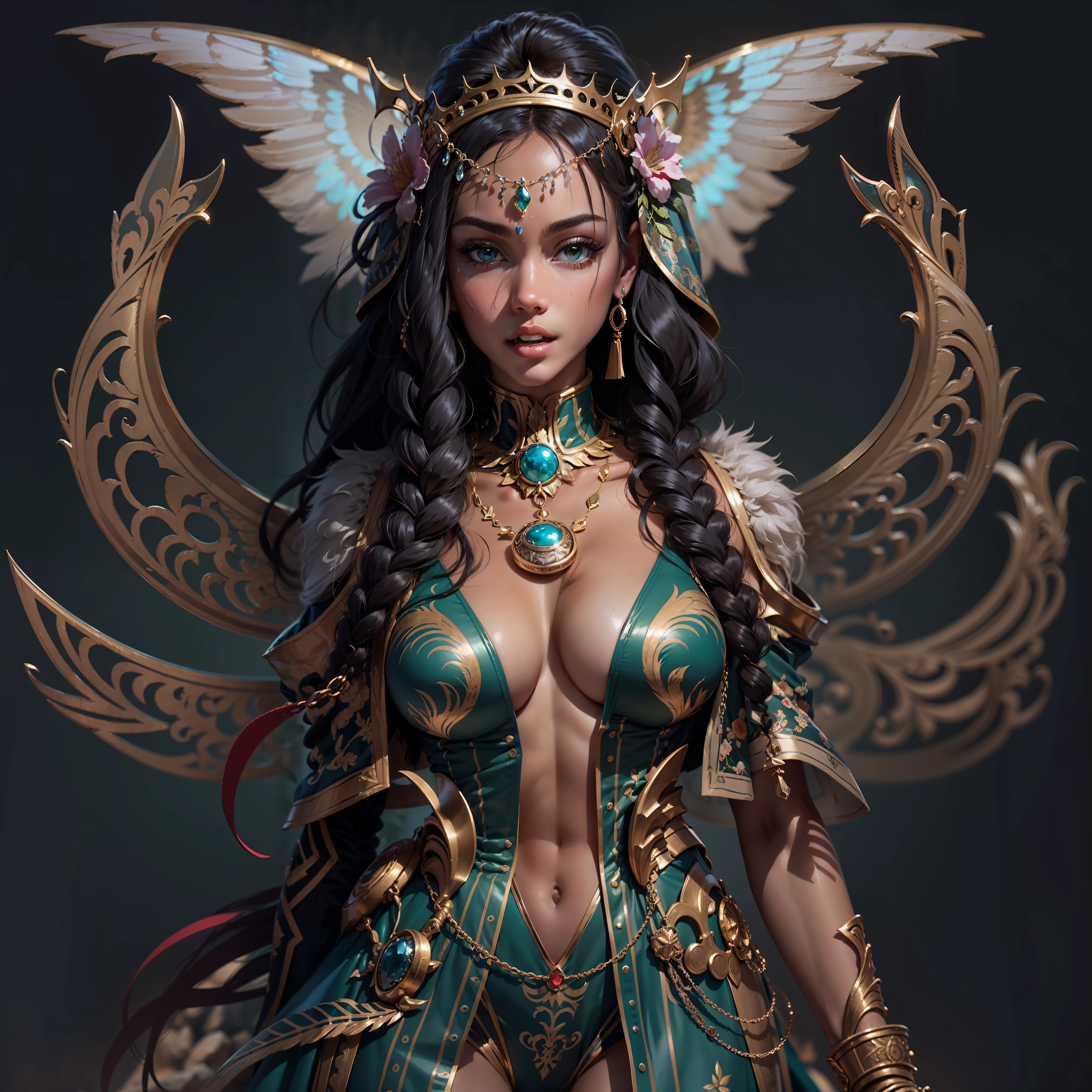 Caduceus Hermes Greek mythology wand olive laurel surmounted wings surrounded intertwined snakes Medusa_hairs_Snakes Outdoor Nature "Ouroboros" Forest Natural Queen Native éblouissantes Valkyrie-wings clef chains "Heavy Metal" Will-o'-the-wisp Fire-follets fairy pixie sprite conceptual safe female glamour aesthetic walking slow motion Cosplay "Nicki Minaj":1.5 "Rihanna":1.5 "beyonce":1.5 aristocratic jacket 38years symmetrical athletic bronzé hairstyle_snakes:1.5 obvious varied ecstatic fringes:1.5 visages:1.5 cheekbones effects reddened embarrassed lazuli water drop between eyes beautiful hair:1.5 Brown Eyes Pupils Black Iris Turquoise Sapphires Open Mouth Teeth Smiles Floating Jacket Fixed Pearls Eccentric Cape Levitating Shoulders-Off:1.2 chemise blanches dentelles clavicules papillotes varied breasts1.5 points:1.3 satin sideboob felt bikini:1.5 corsait:1.5 spinels thick navy leather skirt:1.5 soies assortie amples nombril:1.3 revealing pubic scarlet pubis-hairy obvious indigo underwear:1.5 Size chastity belt:1.3 silver adorned padlock Gold thighs legs garters Gothic stainless steel boots decorated onyx equirectangular 360 monastery opal marble ruby background:1.5 DoF mannequins lantern dressed armor richly decorated:1.5 "Chevaleresque" dramatic chrome metallic flat bands fathoms brass fullbodye lys rune ornate emerald plasma embroidered glyphs Tourmaline wood engravings lava magic intricate:1.5 summons snake incandescent Crystalline familiar robot Mecha (EOS R6 135mm 1/1250s f/2.8 ISO400) Mech Mechanized snakes flowering Quetzalcoatl:1.5 Adaptable volumetric luminescence saturated:1.5 ultra:1.5 pro-photorealists:1.5 optimaux:1.5 qualities:1.5 details:1.5 precise:1.5 reflex:1.5 resolutions:1.5 3dcg max:1.5 graduates:1.5 improved:1.5 Octanes_rendues:1.5 UHD XT3 16K DSLR HDR UnrealEngine5 profondeurs:1.5 Earth Heart:1.5 Hearth ultra_sharpness:1.5 ombres analogiques:1.5 CGSCOSITY pet chef-d':1.5 "Bruce Weber girls" multi etc.