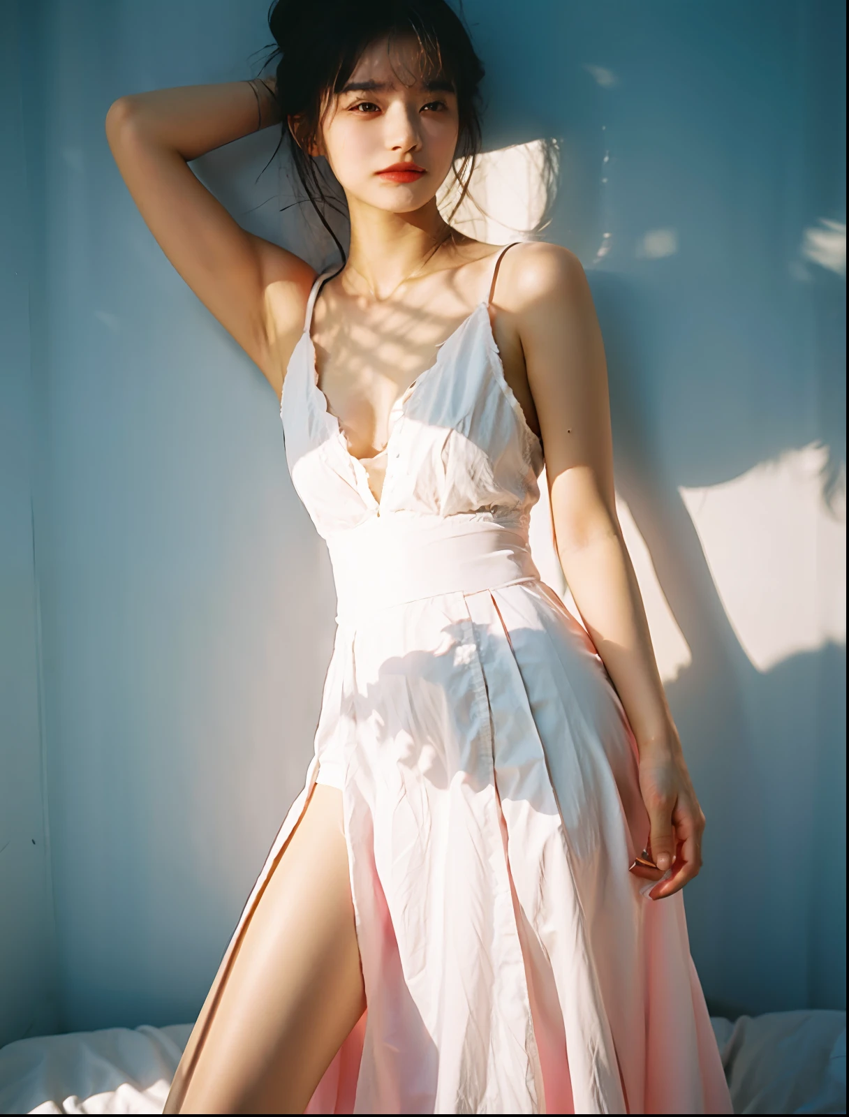 20yo woman,shades,pastel colour,hight contrast,Natural skin texture,ultra-realistic realism,the soft light