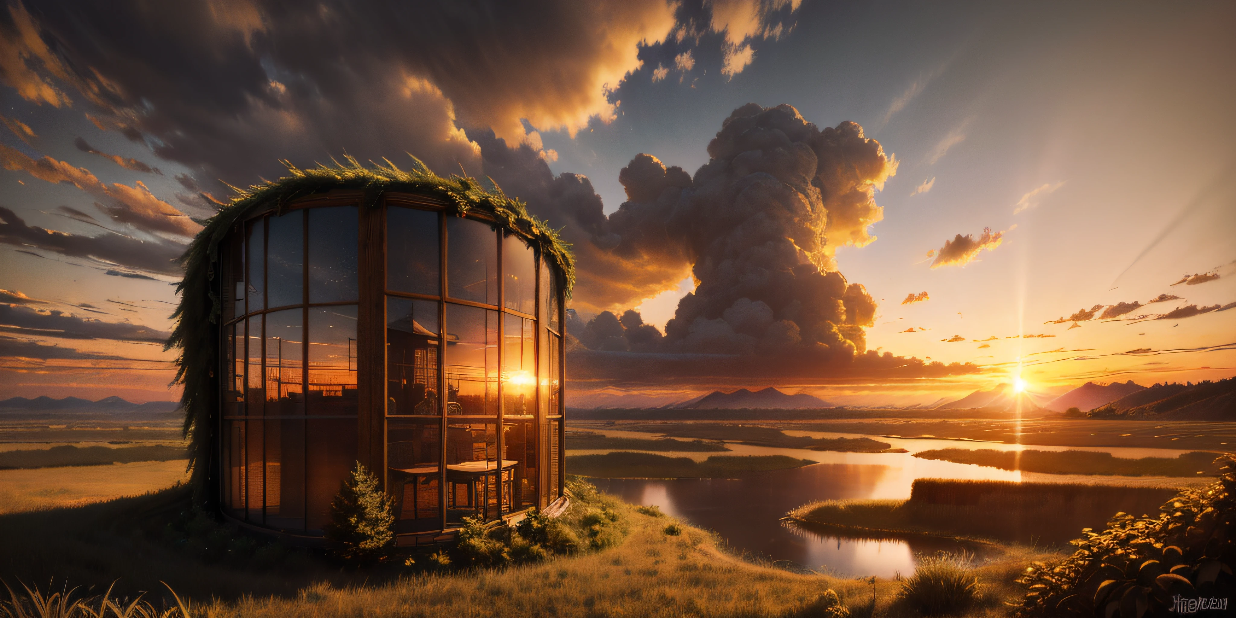 highres, imagination, (realistic), clear skies, composition, sunset, (hdr:1.5), outdoors, intricate details,