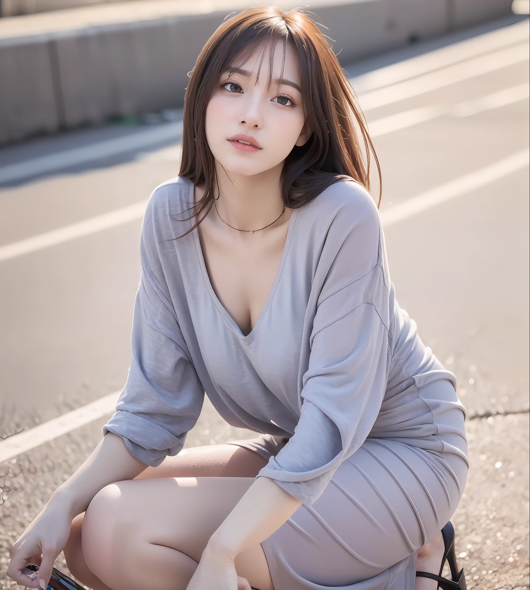mix4, 20d, solo, long_hair, shirt, dress, high_heels, full_body, look_at_viewer, (8k, RAW photo, best quality, mastery:1.2), (realistic, photo-realistic:1.37), professional lighting, photon mapping, light energy transfer, physically based rendering,