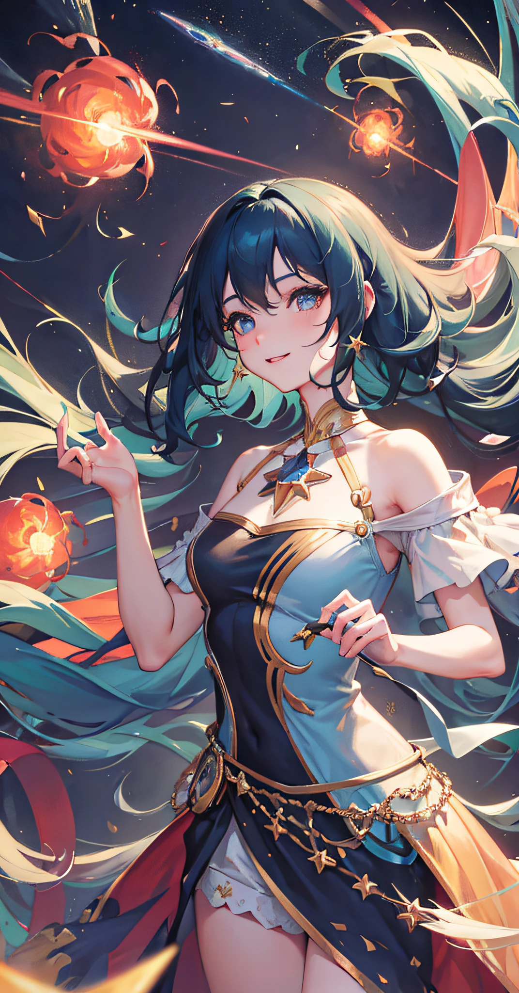 masterpiece,bestquality,anextremelydelicateandbeautiful,extremelydetailed,CG,unity,8kwallpaper,Amazing,finelydetail,characterconceptart,officialart,illustration,(songmo:1.1),1girl,solo,(gemseaandgirlfusion:1.2),upperbody,surroundedbyflower,seductivesmile,tarsintheeyes,messyfloatinghair,coloredinnerhair,Starryskyadornshair,depthoffield,(starrytornado:1.4),starryNebula,beautifuldetailedsky,((abstractart)),bywlop,whitegloves