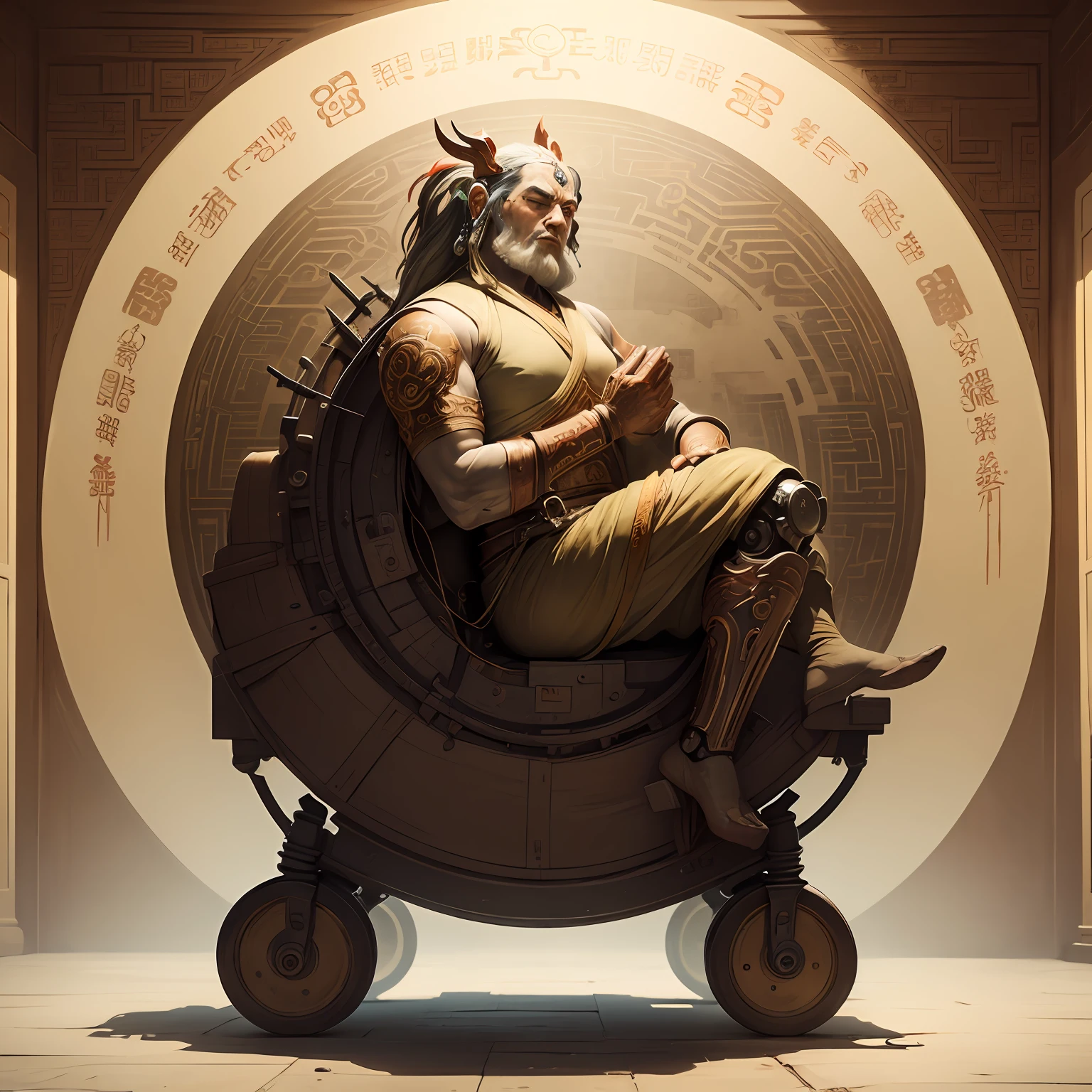 eastern,The scene is magnificent,Technologie,There is a lot of machinery,The body part is a mechanical prosthesis,Dunhuang murals,Dunhuang color scheme ,Ancient Chinese myths and legends --auto