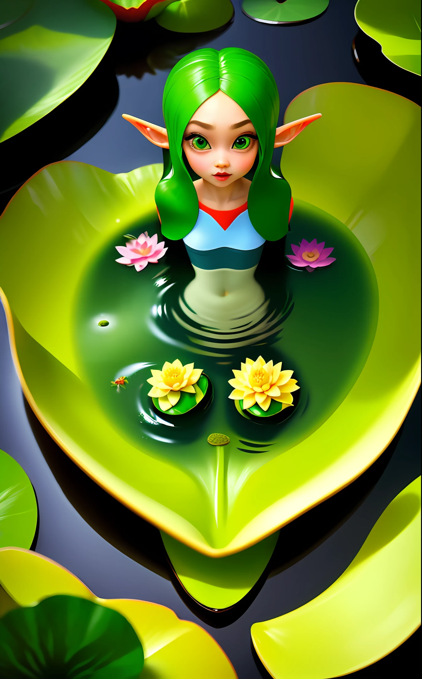 lotuses,the elf,cartoony,adolable,largeeyes,sprout,