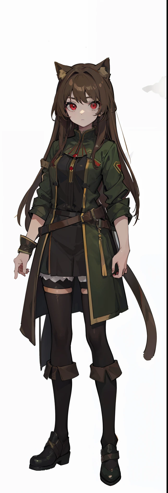1characrer, female, red eyes, light brown hair, green outfit, rogue. (masterpiece:1.2), (best quality:1.3)