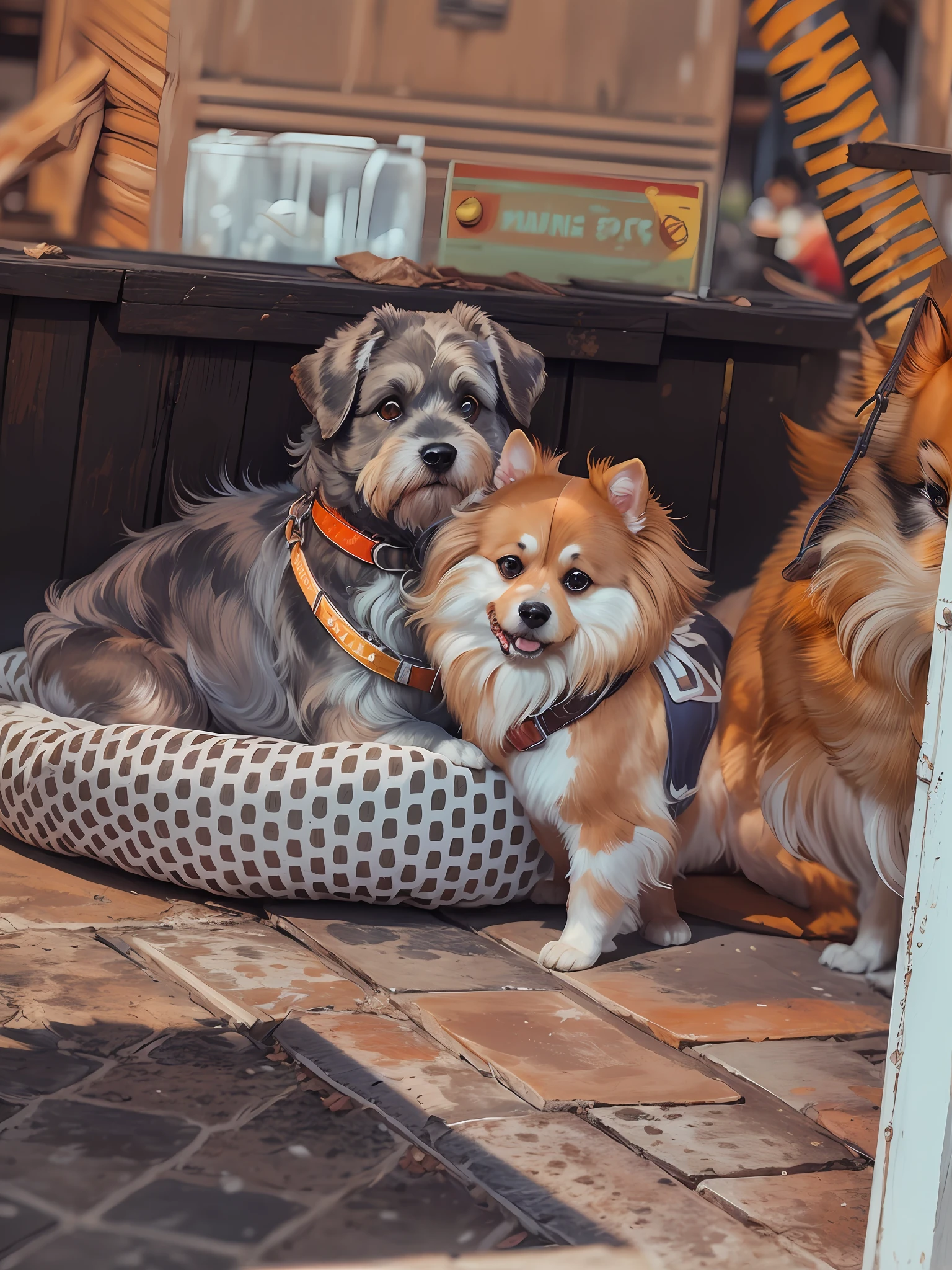 Perrito Schnauzer y perrita pomeranian