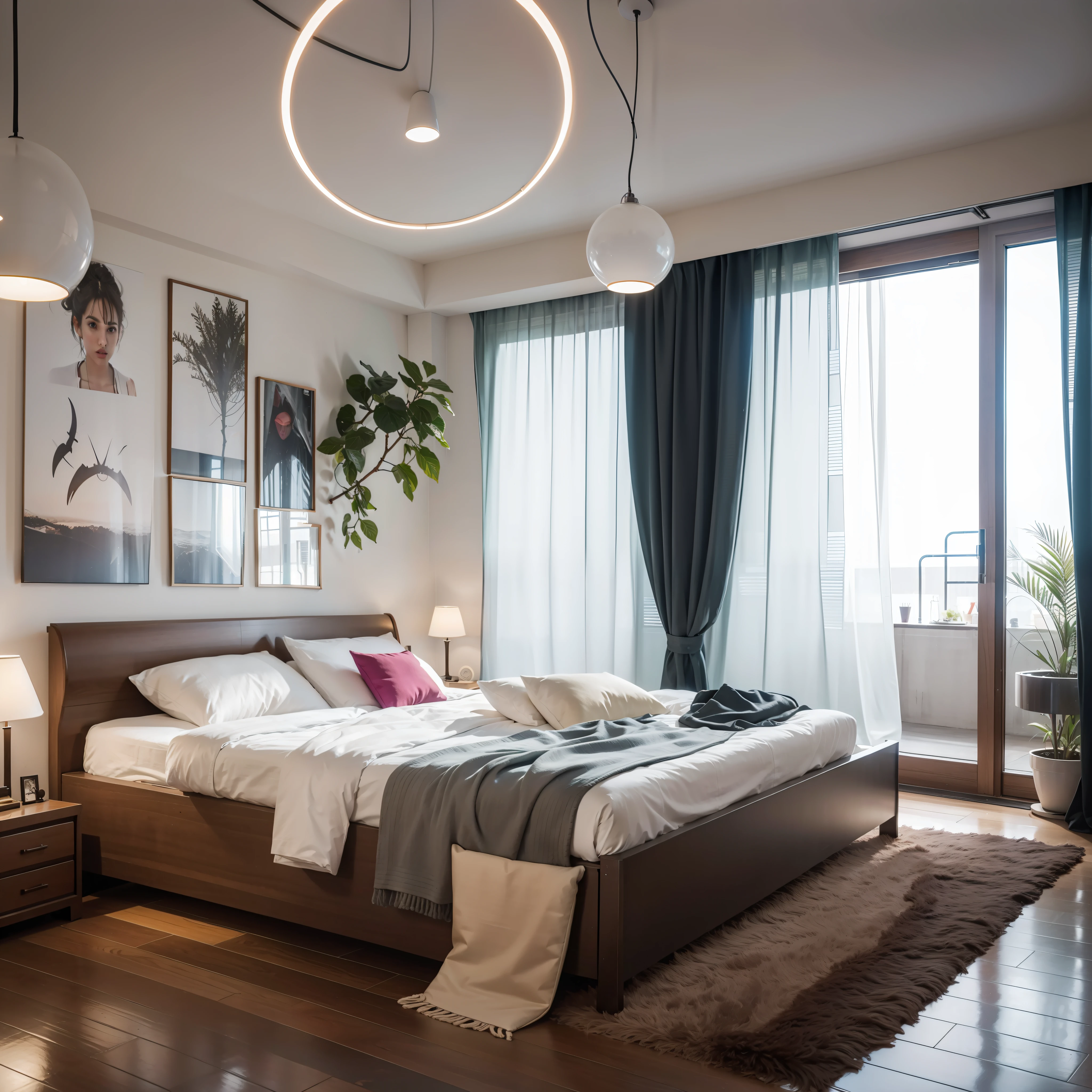 habitacion con pantallas transparentes mucho neon