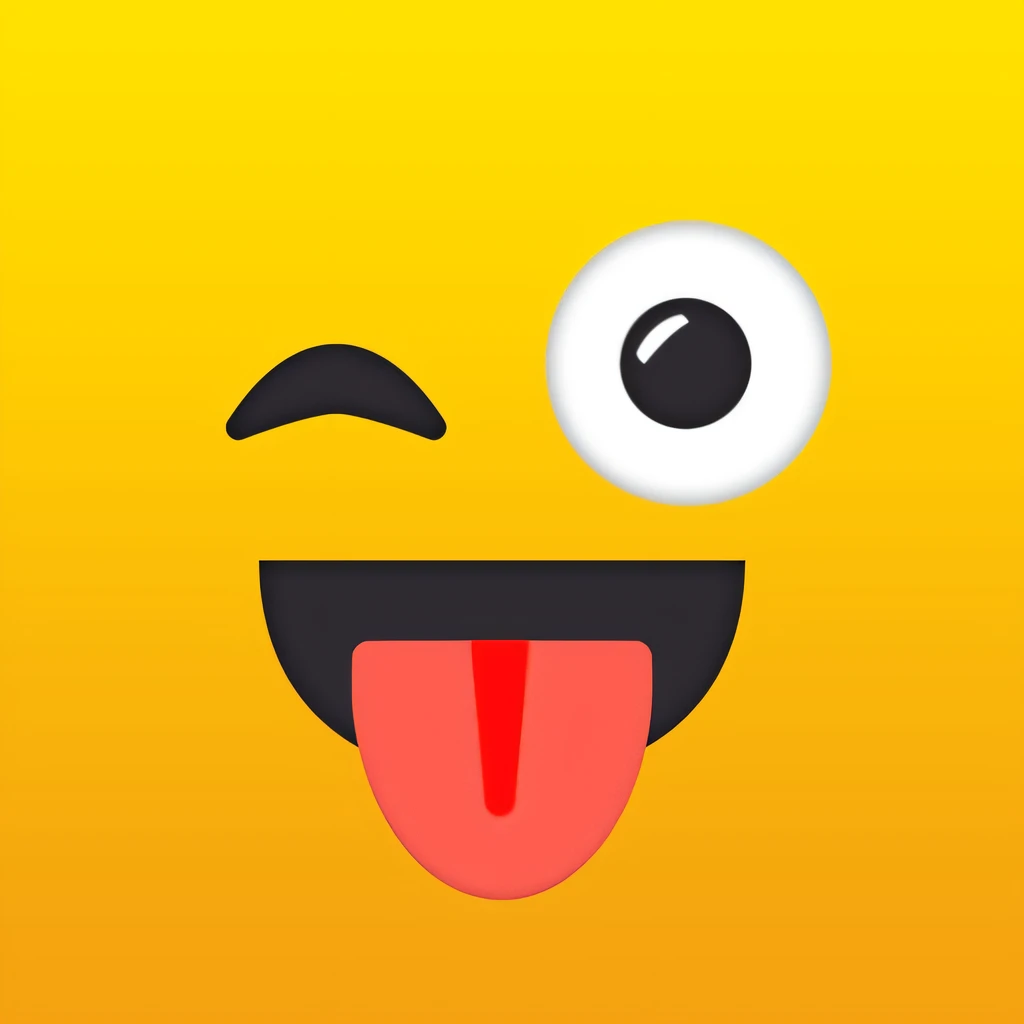 Lovely highly detailed wink face,Smiley faces and silly faces,Tongue out,Close-up of a yellow emoji sticking out of his tongue,new emoji of biting your lip,funny emoji,digital art emoji collection,style of emoji,discord emoji,Emoji,fear emoji.