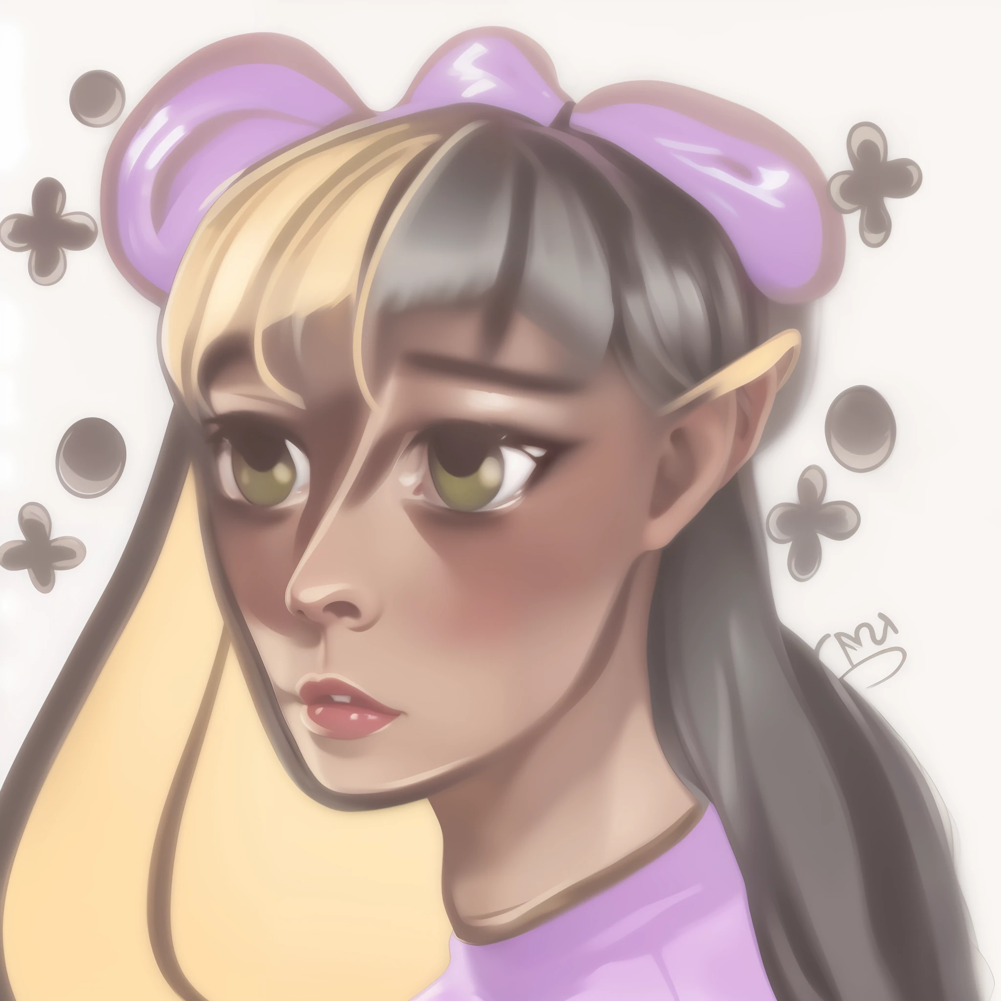 There is a drawing of a girl with cat ears and a bow, Ella tiene orejas de elfo y ojos dorados, Orejas largas y puntiagudas, Orejas puntiagudas, Un retrato de un elfo, con orejas puntiagudas, pale, pointed ears, Retrato de un elfo, Dnd Retrato de un Tiefling, orejas puntiagudas, Retrato de Lofi, ((retrato)), sketchy artstyle