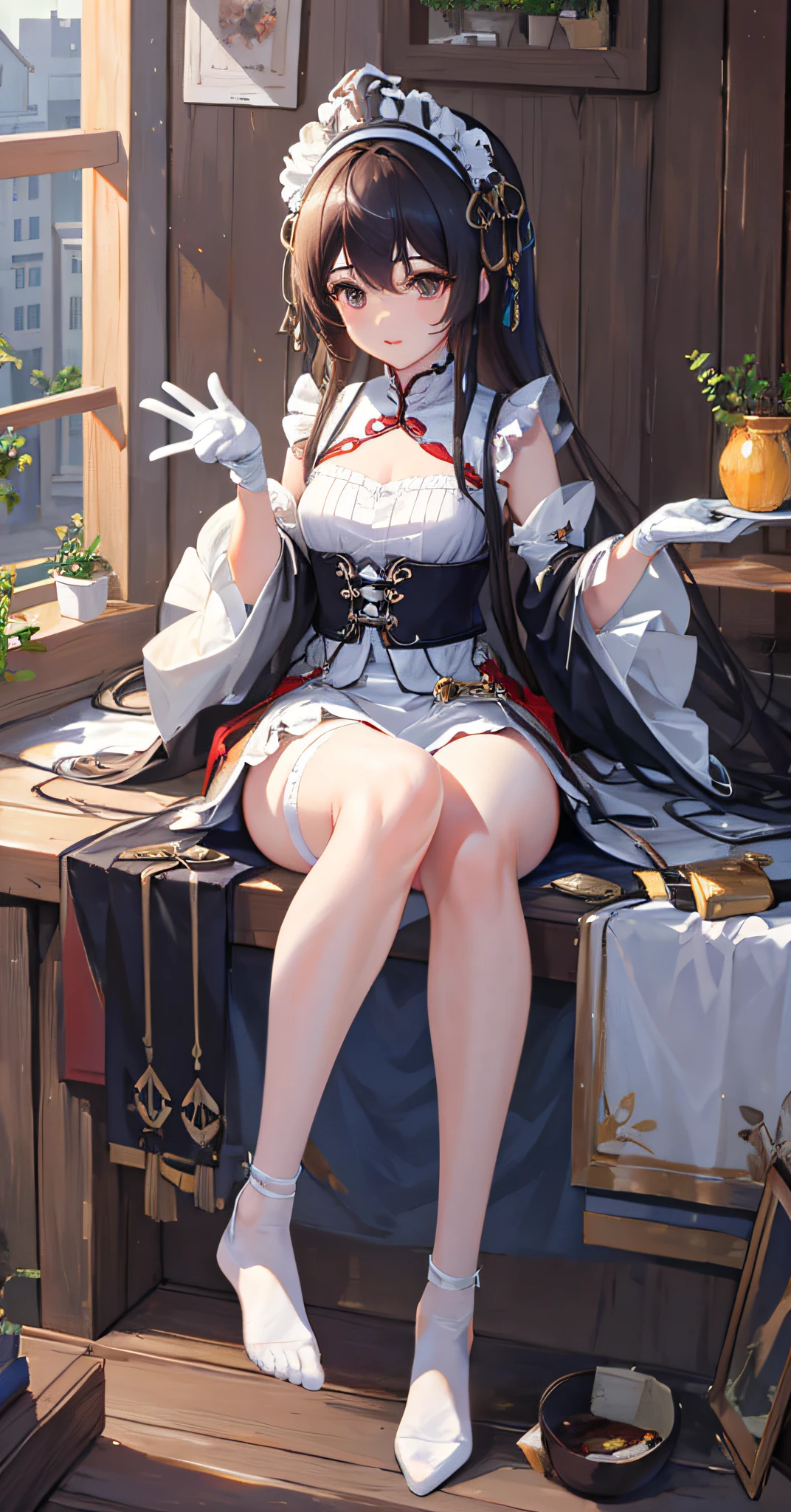 masterpiece, best quality, extremely detailed cg unity 8k wallpaper, miao,White gloves,delicate leg。