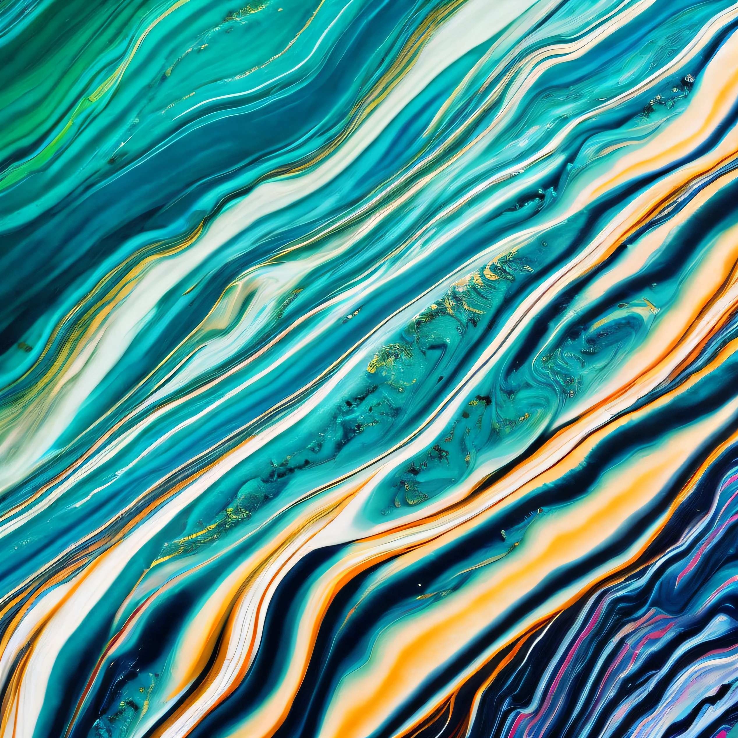 Surfers in the sea with surfboards in the water, swirling water cosmos, painting of splashing water, Marbling, shimmering iridescent water, Water painting, cresting waves and seafoam, colored marble, abstract liquid acrylic art, glistening seafoam, green waters, flat water color texture, marbling effect, Water Swirls --auto