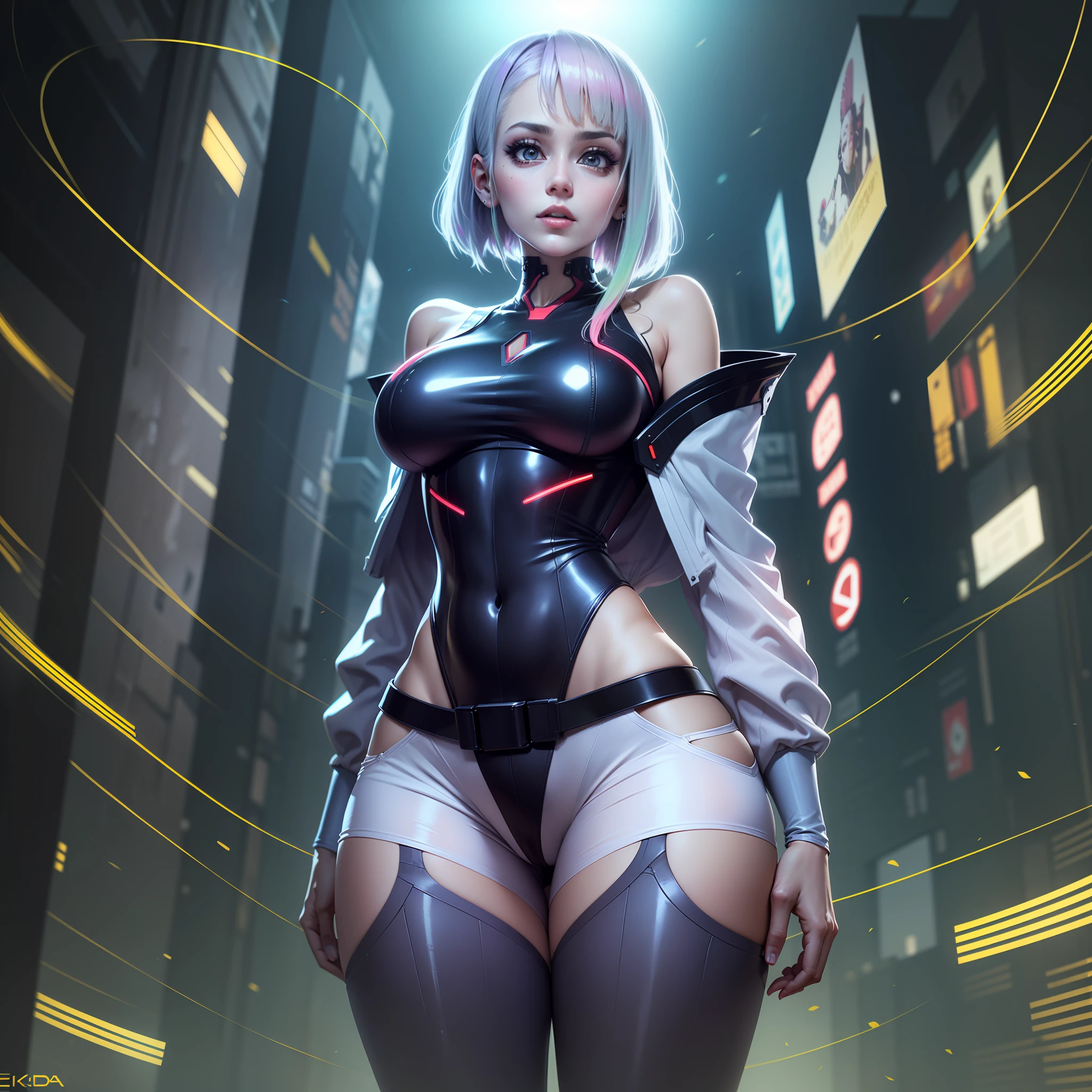 Lucy (Cyberpunk Edgerunners), peituda, gostosa, sexy, roupa muito transparente, 4K