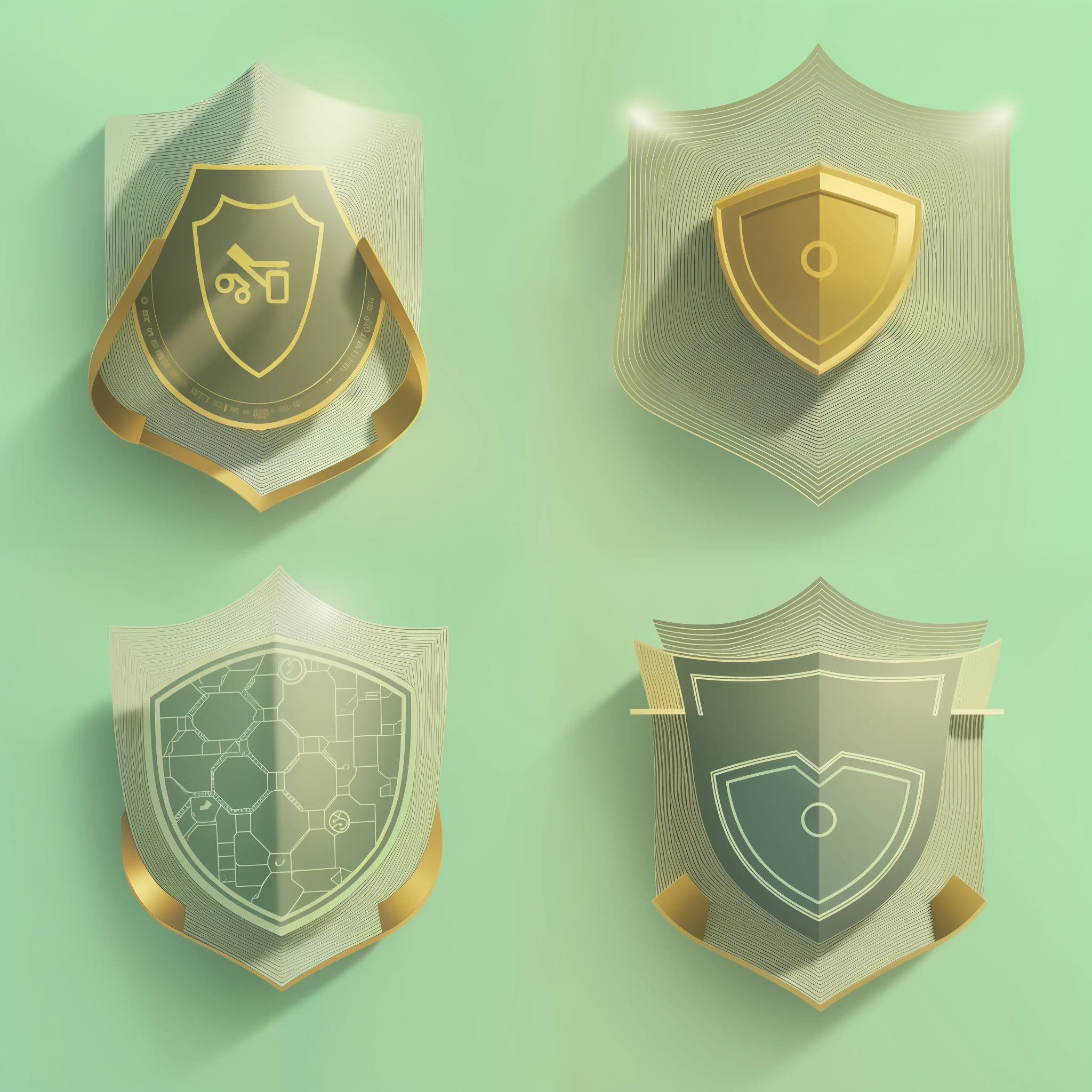 4 shield icons，pictogram，frontal vision，E-commerce use，Vector graphics，vectorial，pictogram，Fine washing，Energy-saving special effects，Light effect，There is no shadow，The color is bright，Texture，simplebackground，white backgrounid，Award-winning