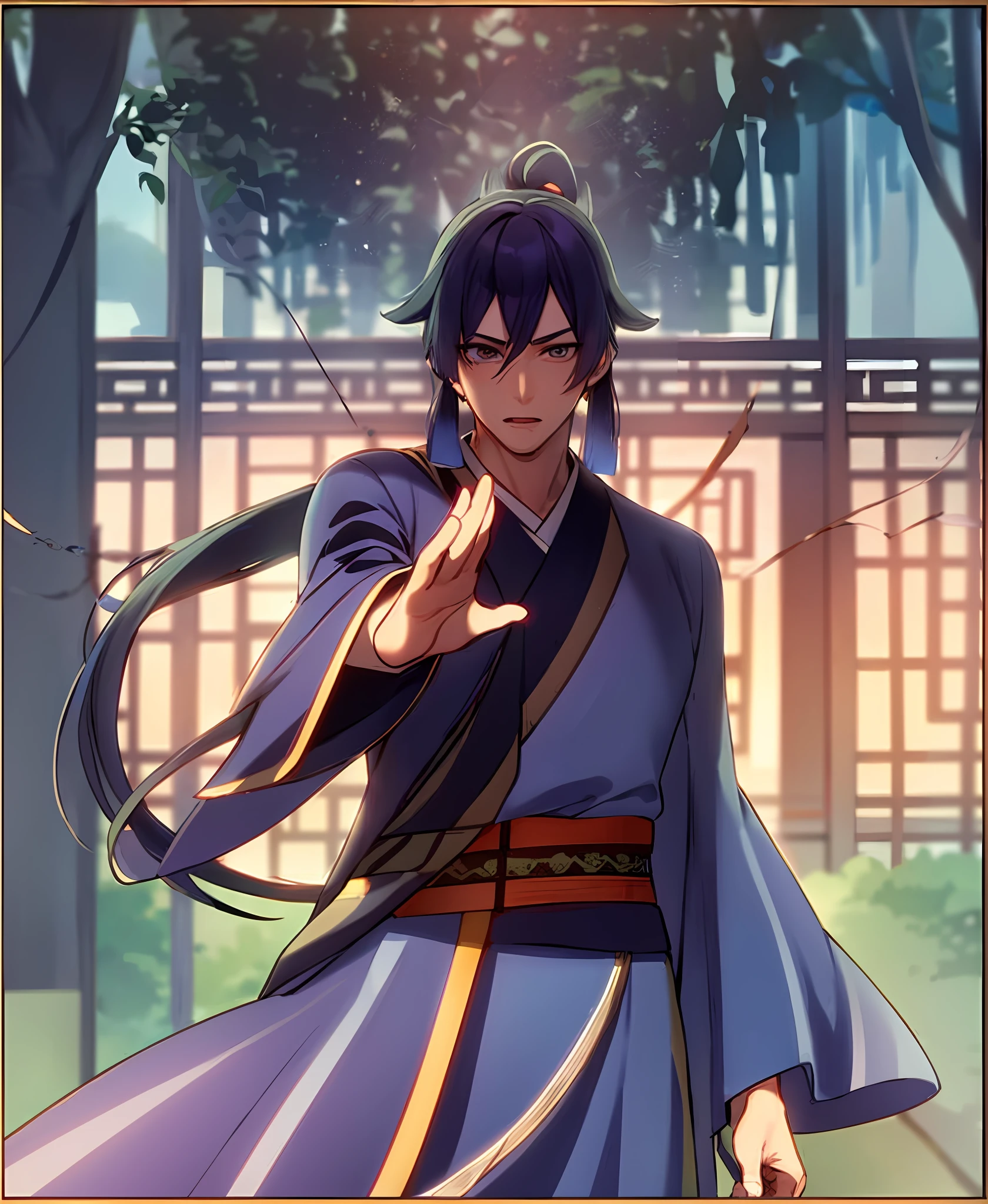 um close up de uma pessoa em um vestido azul com uma espada, Keqing de Genshin Impact, Zhongli, Genshin Impact, Heise Jinyao, cara bonito na arte demon slayer, hijikata toushirou, imagem de anime shuushuu, Hijikata Toushirou de Gintama, Masamune Shiro