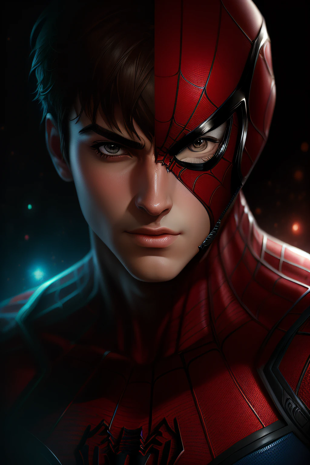 (Award Winning Digital Artwork:1.3) of (Sketch:1.3),(Energetic:1.3) Spidey, EmmaRob,CGSociety,ArtStation,(Saturated:1.3),(close portrait:1.3),(Feminine:1.4),(beautiful:1.4),(attractive:1.3),handsome,calendar pose,perfectly detailed eyes,studio lighting,thematic background