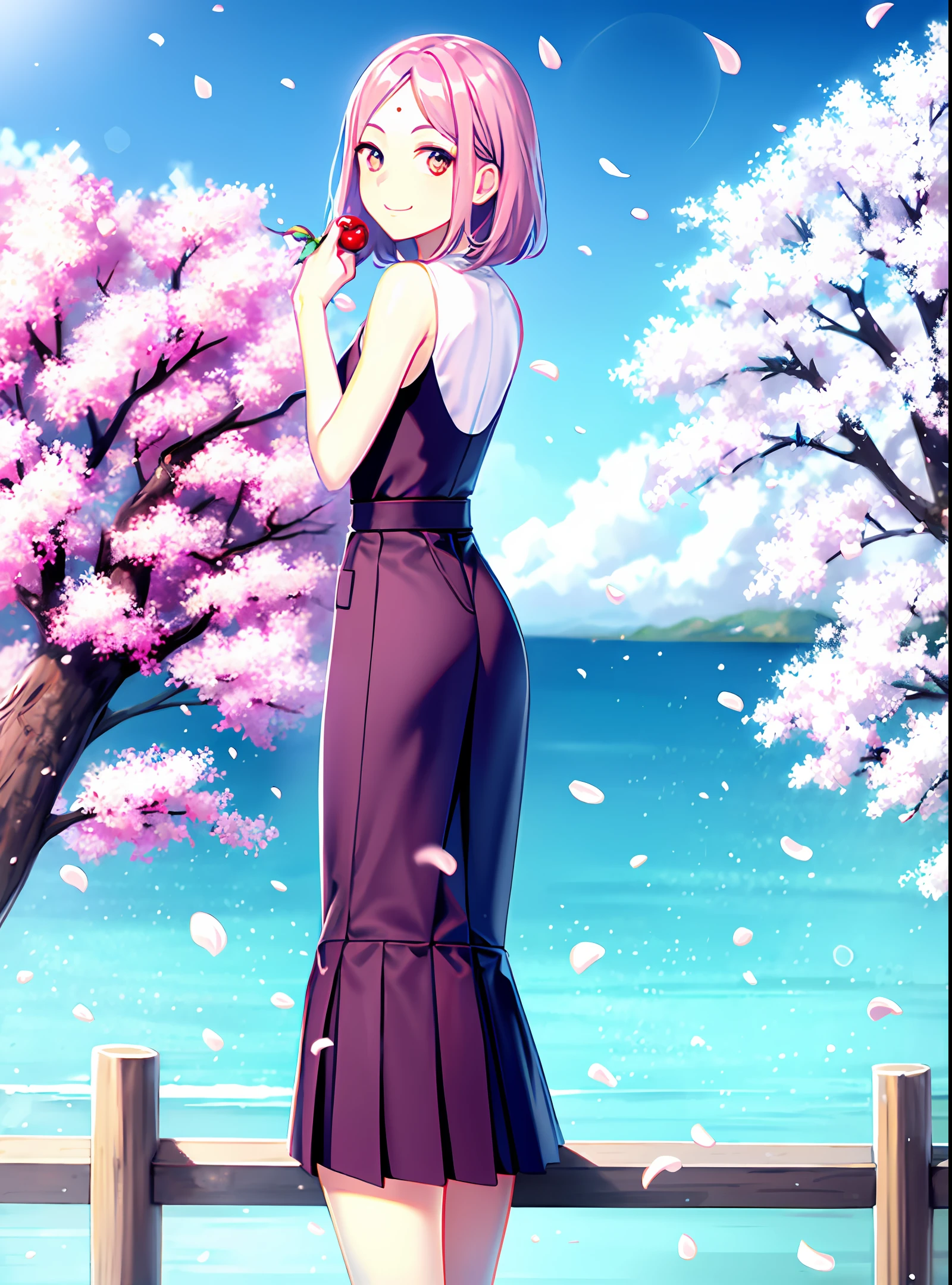 There is only one cherry blossom tree on the sea