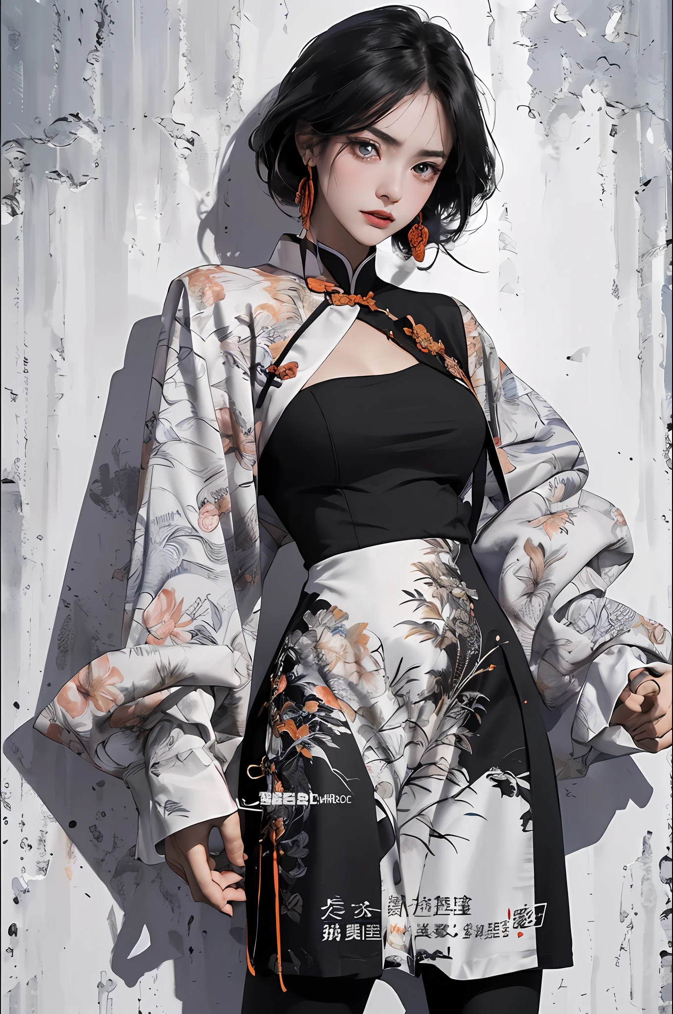 ((((Dramatic))), (((grittiness))), (((Intense))) The movie poster features a young woman as the central character。She stands confidently in the center of the poster,Wear Chinese warrior clothing,with a determined expression on her face。The background is dark and gritty,There is a sense of danger and a strong feeling。The text is bold and eye-catching,With catchy slogans,Adds to the overall drama and excitement。The color palette is dominated by dark colors,Dotted with bright colors,Make the poster dynamic and visually striking,tachi-e (Magazines:1.3), (Cover-style:1.3), Fashionab, woman, vibrant, Outfit, posing on a, Front,rich colourful,dyna,Background with,Chinese elements,self-assured,Expressing the,halter,statement,Attachment,A majestic,coil,Runt,Touching pubic area,Scenes,text,Cover of a,boldness,attention-grabbing,