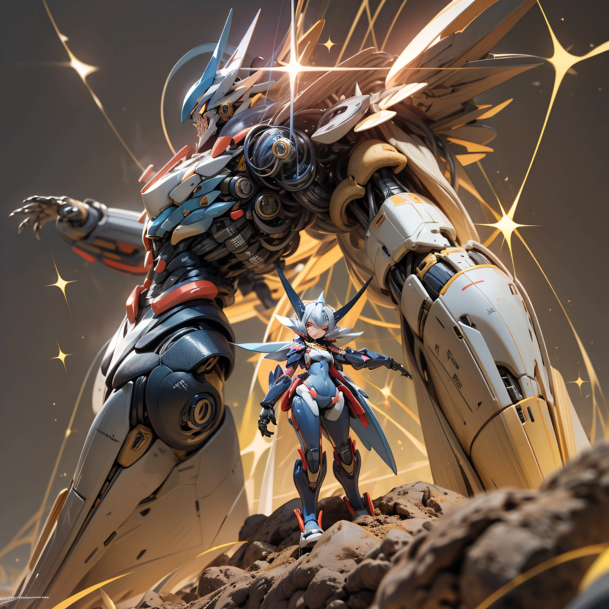Pokémon, Mechaization, Cool, Figures, Surrealism, cinematic lighting, sparkle, tachi-e, UHD, anatomically correct, masterpiece, high details, highres