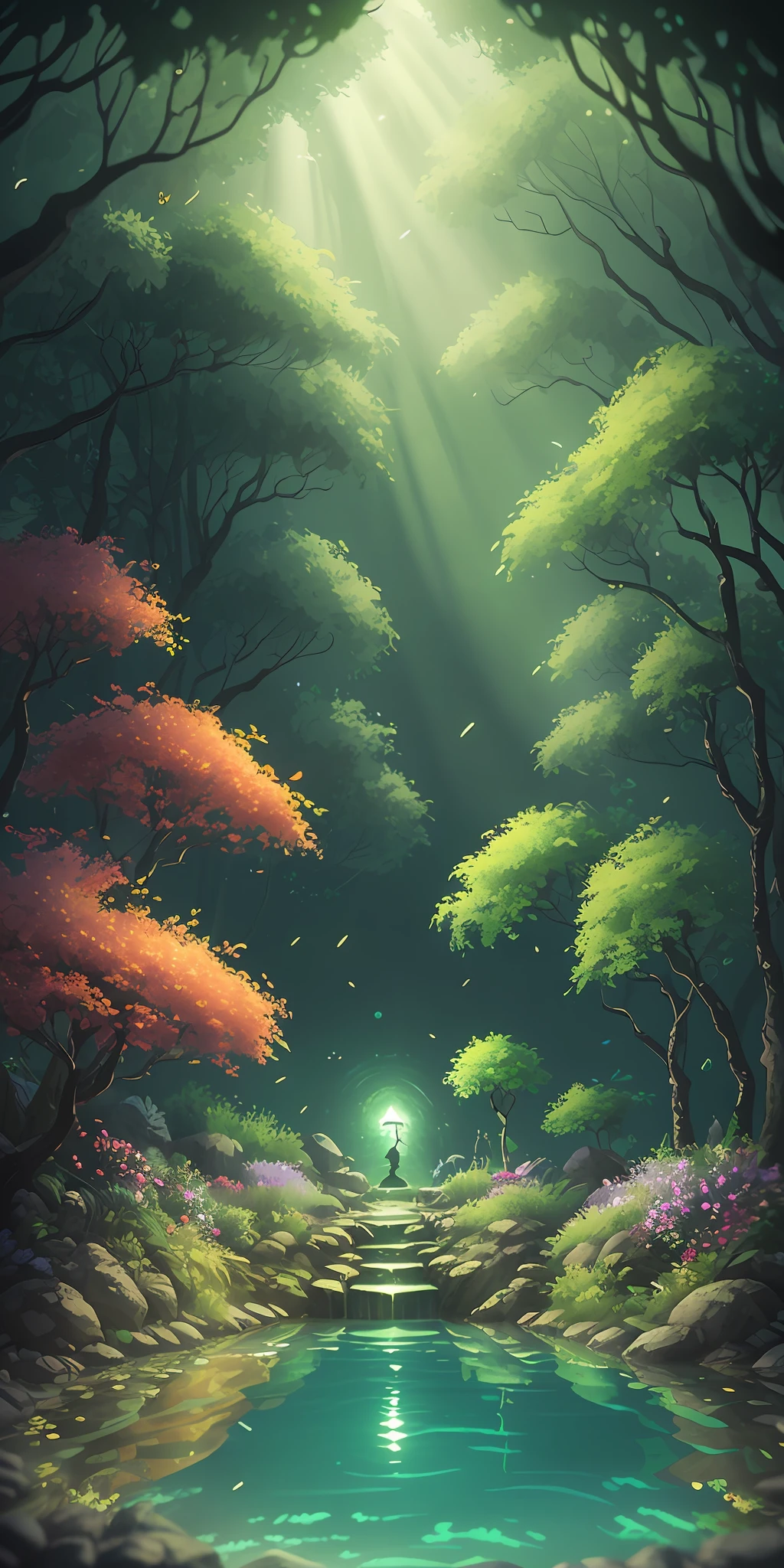 tmasterpiece,best qualtiy,(The is very detailed的 CG unified 8k 壁纸),(best qualtiy),(Most Best Illustration),(Best shadow),Glowing elves with glowing fawns,Drinking water in the pool,Natural elements of forest theme。Mysterious Forest,Beautiful forest,naturey,surrounded by flower,Delicate leaves and branches are surrounded by fireflies(nature elements),(Jungle theme),(Foliage),(tree branch),(glowworm),(Particle effect)and other 3D,rendering by octane,Ray traching,ultra-detailliert,fawn --v6