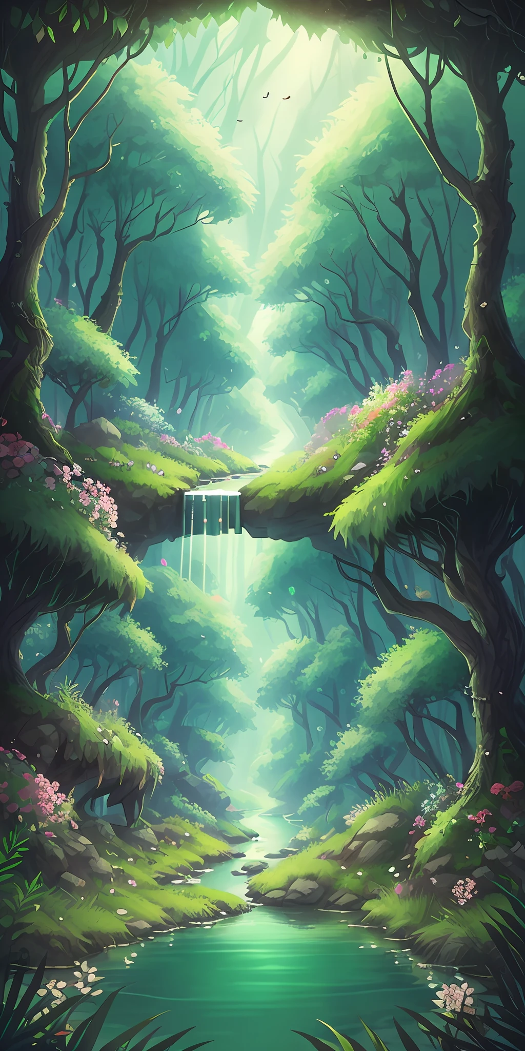 tmasterpiece，best qualtiy，（The is very detailed的 CG unified 8k 壁纸），（best qualtiy），（Most Best Illustration），（Best shadow），Glowing elves with glowing fawns，Drinking water in the pool，Natural elements of forest theme。Mysterious Forest，Beautiful forest，naturey，surrounded by flower，Delicate leaves and branches are surrounded by fireflies（nature elements），（Jungle theme），（Foliage），（tree branch），（glowworm），（Particle effect）and other 3D，rendering by octane，Ray traching，ultra-detailliert，fawn --v6