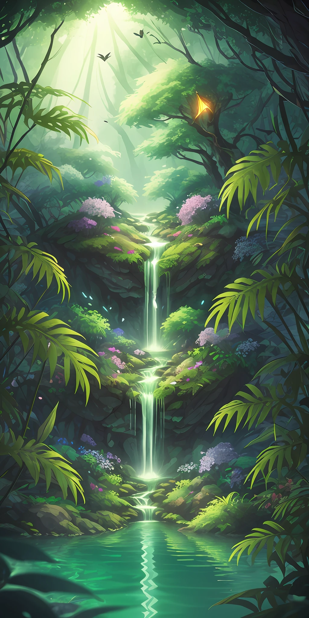 tmasterpiece,best qualtiy,(The is very detailed的 CG unified 8k 壁纸),(best qualtiy),(Most Best Illustration),(Best shadow),Glowing elves with glowing fawns,Drinking water in the pool,Natural elements of forest theme。Mysterious Forest,Beautiful forest,naturey,surrounded by flower,Delicate leaves and branches are surrounded by fireflies(nature elements),(Jungle theme),(Foliage),(tree branch),(glowworm),(Particle effect)and other 3D,rendering by octane,Ray traching,ultra-detailliert,fawn --v6