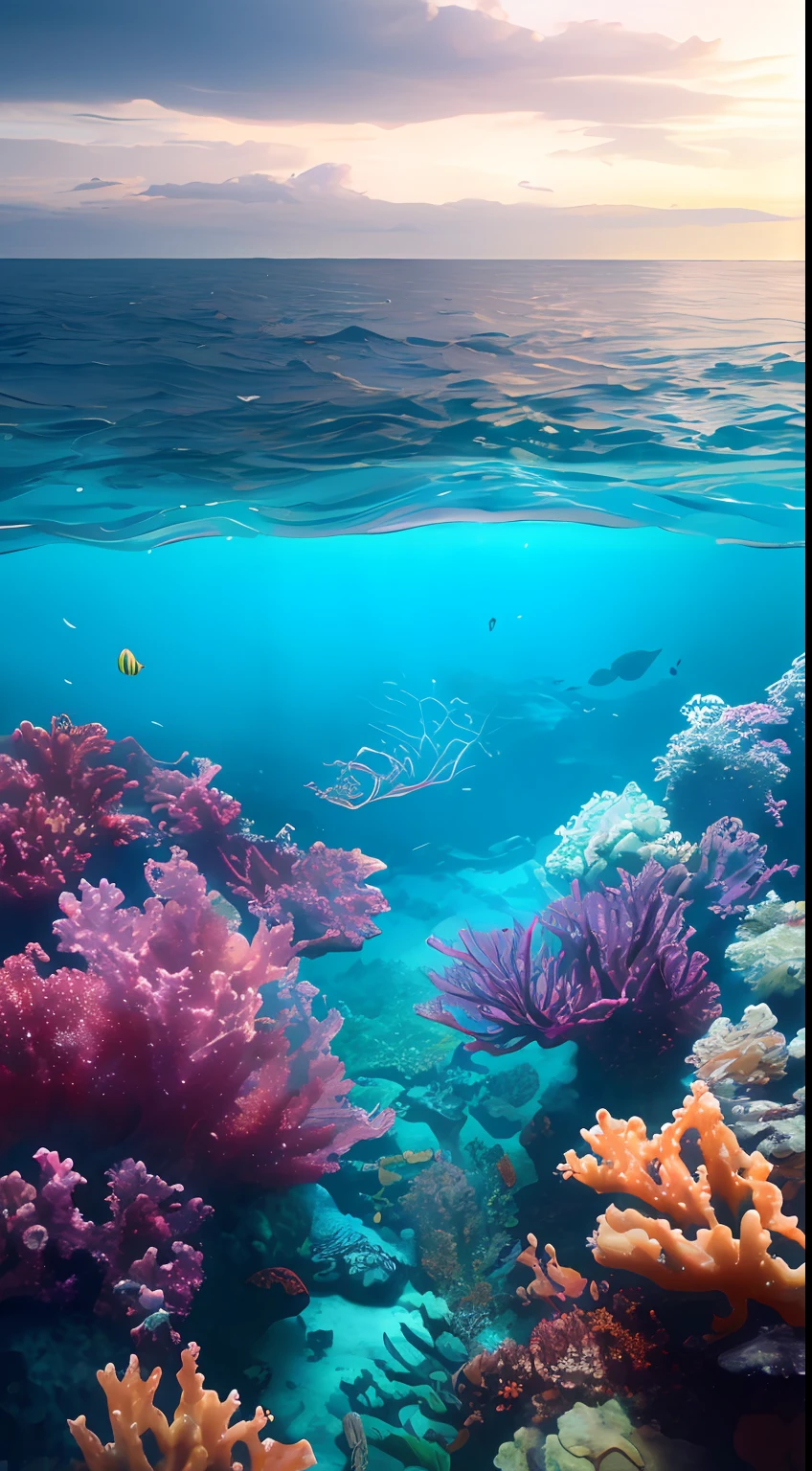 tmasterpiece, high high quality, highly detailed CG Unity 8k wallpapers,abyssal,The landscape, ocean floor,Mare, Plants, the reef, without humans, an award winning photograph, bokeh, depth of fields, HDR, Flood, color difference, realisticlying, The is very detailed, Art station fashion, 复杂, high detal,