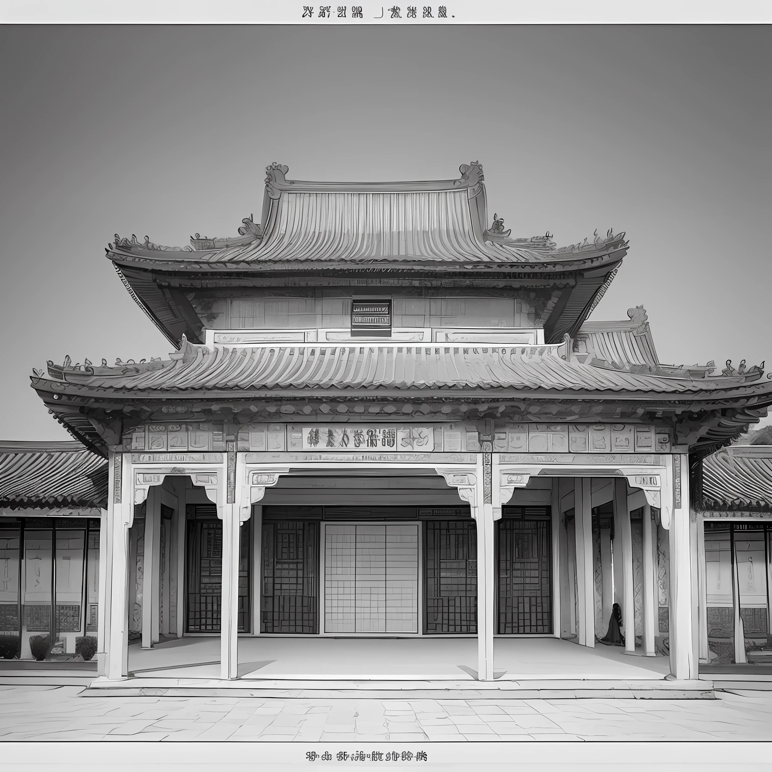 Palace Museum,Qing dynasty architecture,Chinese architecture,lineworks,Line drawings,Front view,Flat coating --auto