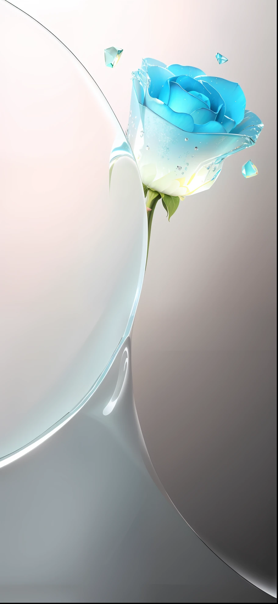 ((Glass texture))，Transparent texture，crystal-clear，Masterpiece high image quality，Rose flower,minimal style