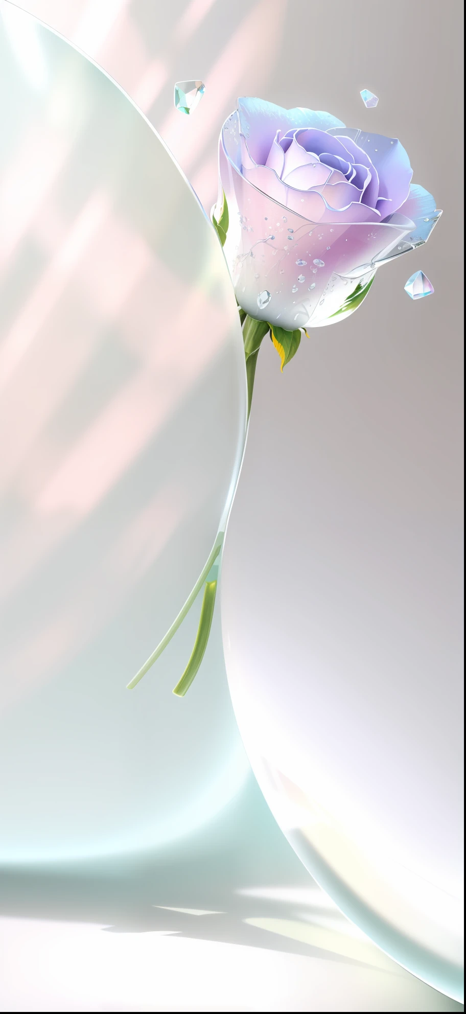 ((Glass texture)),Transparent texture,crystal-clear,Masterpiece high image quality,Rose flower,minimal style