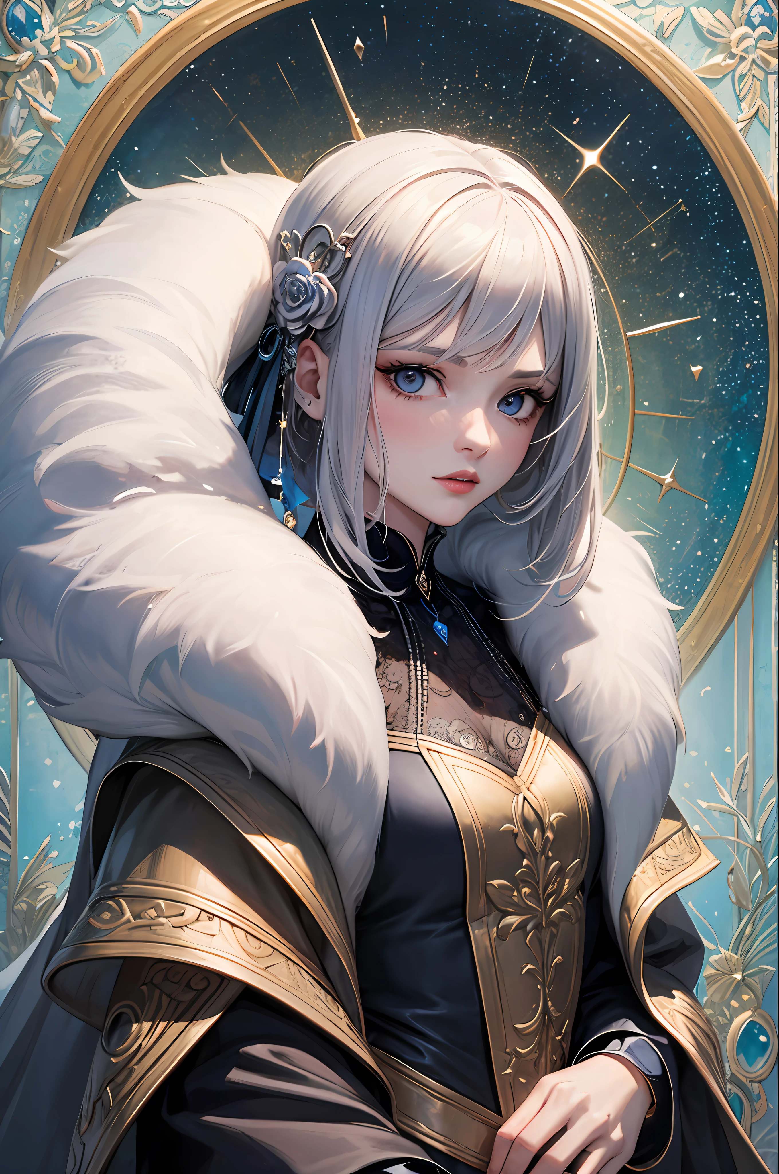 (tmasterpiece,top Quority,best qualtiy,offcial art,Beauty and aesthetics:1.2),(1girl),Extremely detailed,(s fractal art:1.3),extremely colorful,Most detailed,Beautuful Women,snowy day,Machinary,