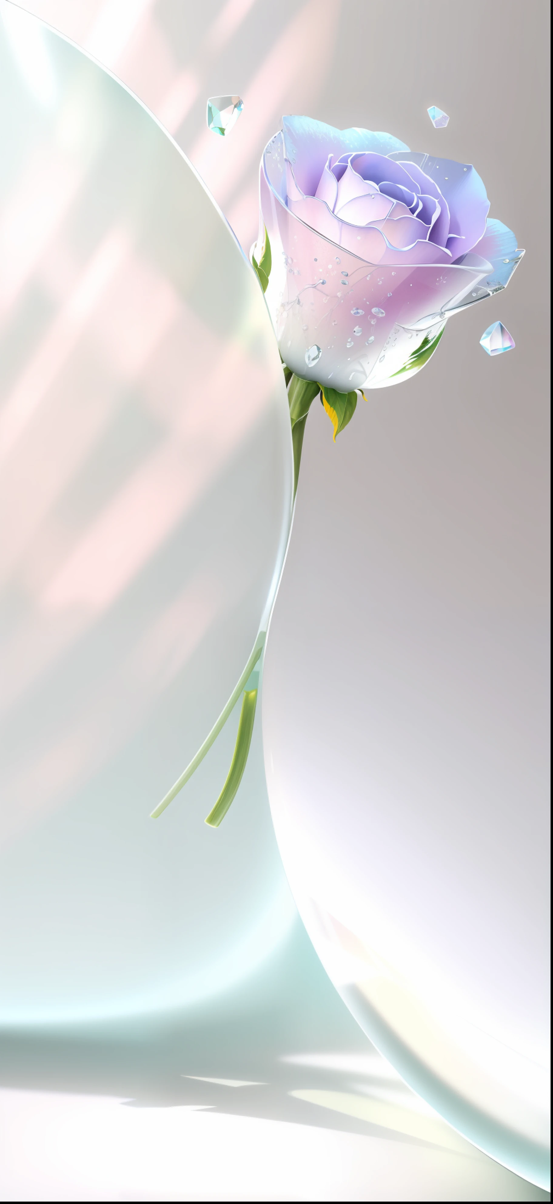 ((Glass texture)),Transparent texture,crystal-clear,Masterpiece high image quality,Rose flower,minimal style