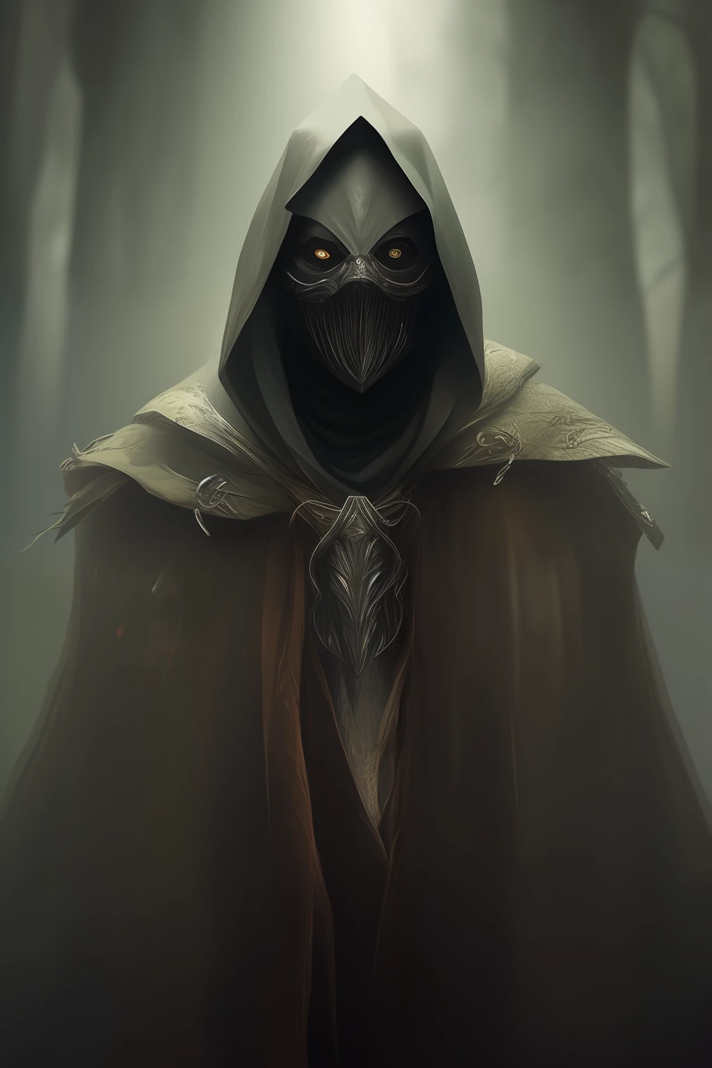 Hooded character mask with teeth and bricoons