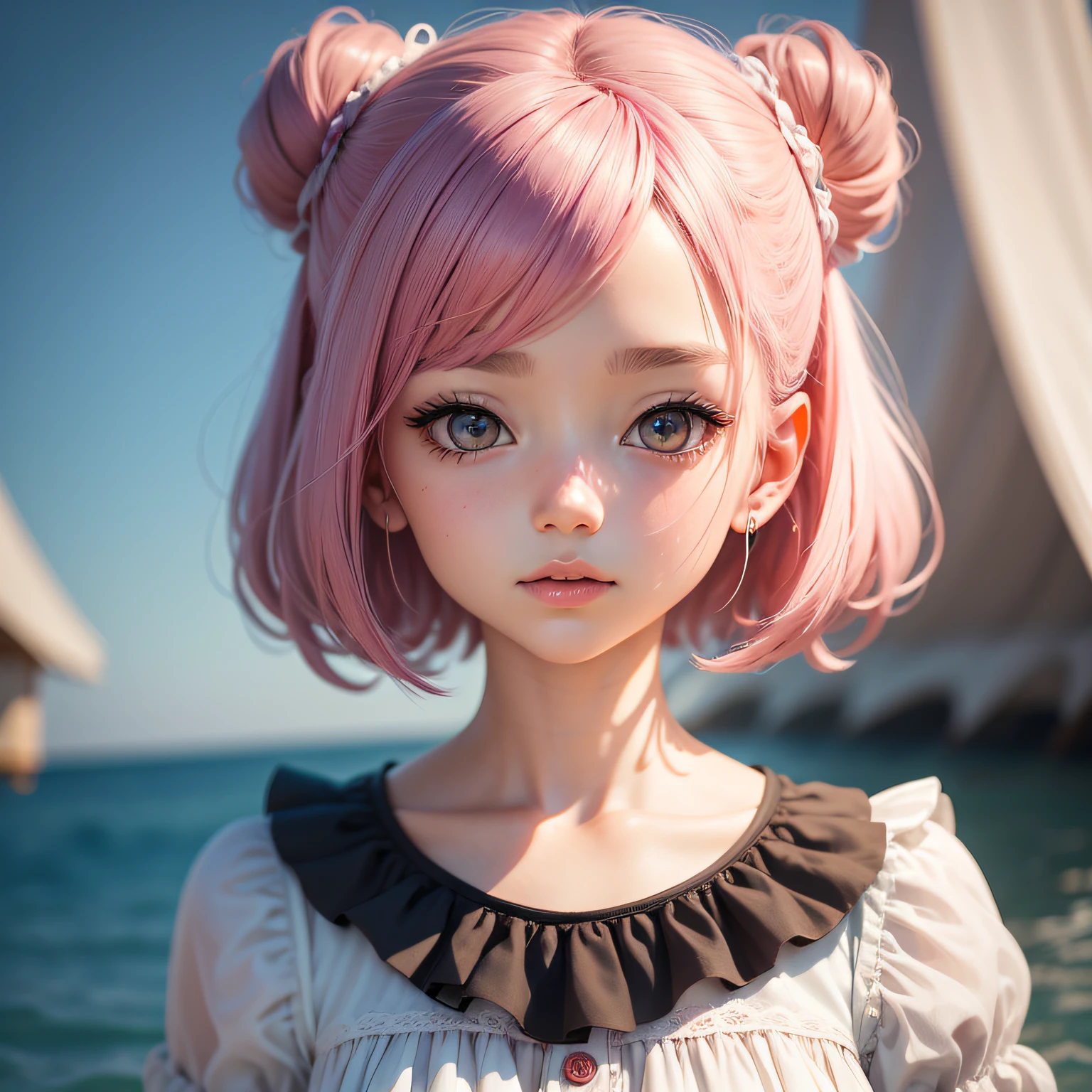 Close up de uma menina com cabelo rosa e olhos azuis no vestido, pintura digital bonito, arte digital bonito, desenho bonito realista da menina, arte digital detalhada bonito, personagens bonitos dos desenhos animados, pintura de personagem bonita, personagem bonito, menina anime bonito, desenho animado bonito, kawaii retrato realista, arte digital do desenho animado, desenhos animados bonito, retrato bonito, render uma menina anime 3D bonito --auto