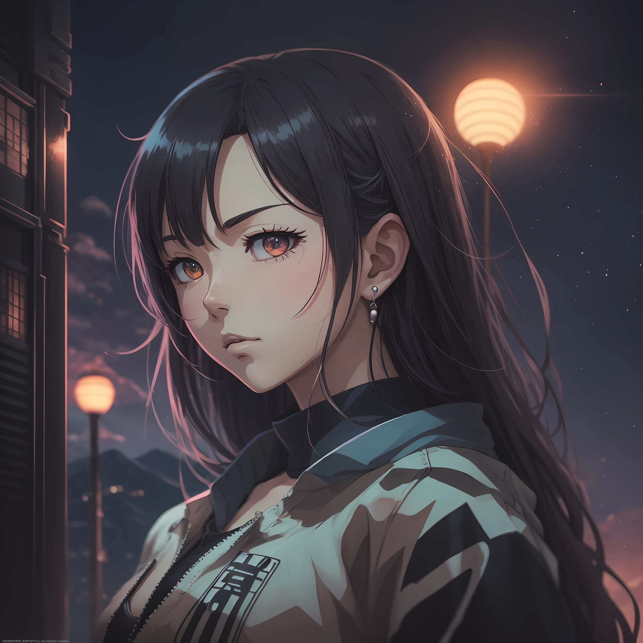 cyper punk female, neo Tokyo night, mountain fuji on the background, highly detailed, highly intricate, fine details, high resolution, incredible, anime, Digital 2D, animated by Kyoto Animation, Studio Ghibli, Miyazaki, AKIRA art style, beautiful, gorgeous, dramatic lighting, rule of thirds, perfect composition, trending on ArtStation --auto --s2