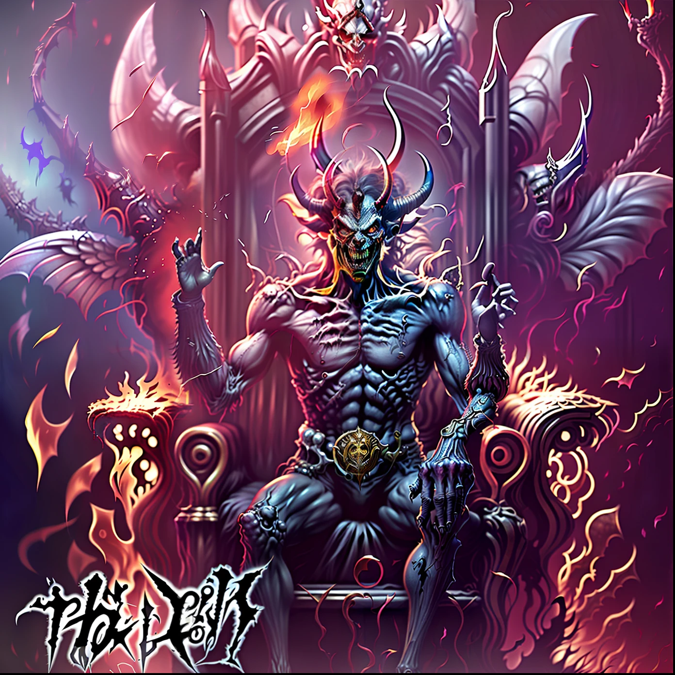 a close up of a cartoon of a person sitting on a throne, lord from hell on the throne, yugioh artwork, the former demon king, king of hell, yugioh art style, official artwork, ruler of the demons, the king of death, the king of hell, the god emperor of mankind, official art, high detailed official artwork