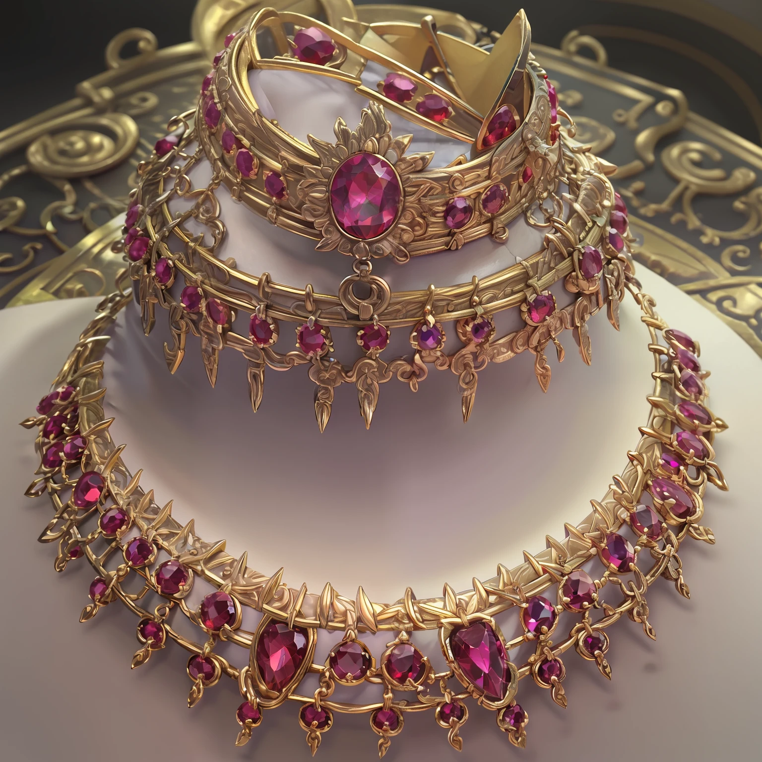 3D，Don't be characterized，jewely，plan，choker necklace，Set with rubies，A princess，royal house，Rich，atmospurate